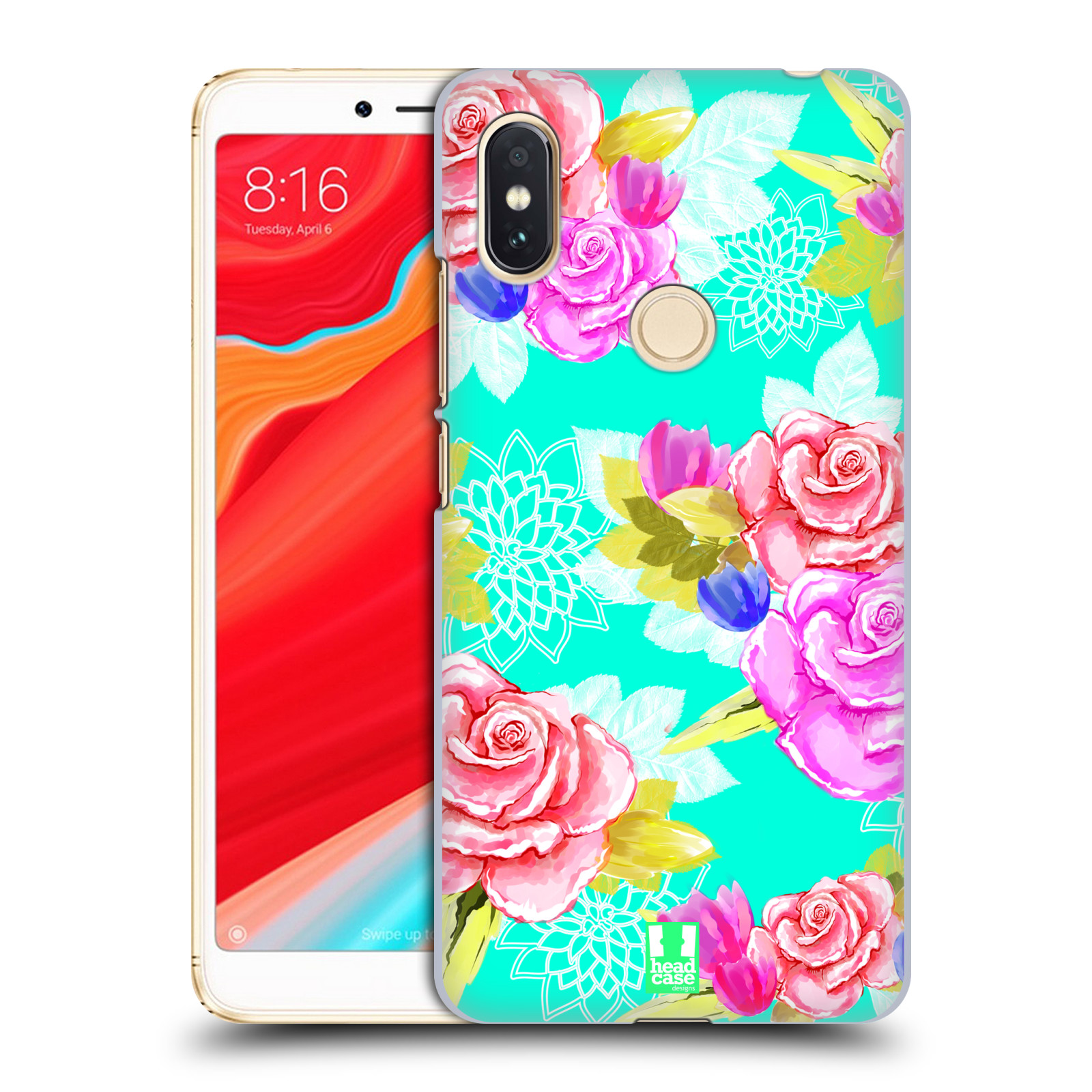 HEAD CASE plastový obal na mobil Xiaomi Redmi S2 vzor Malované květiny barevné AQUA MODRÁ