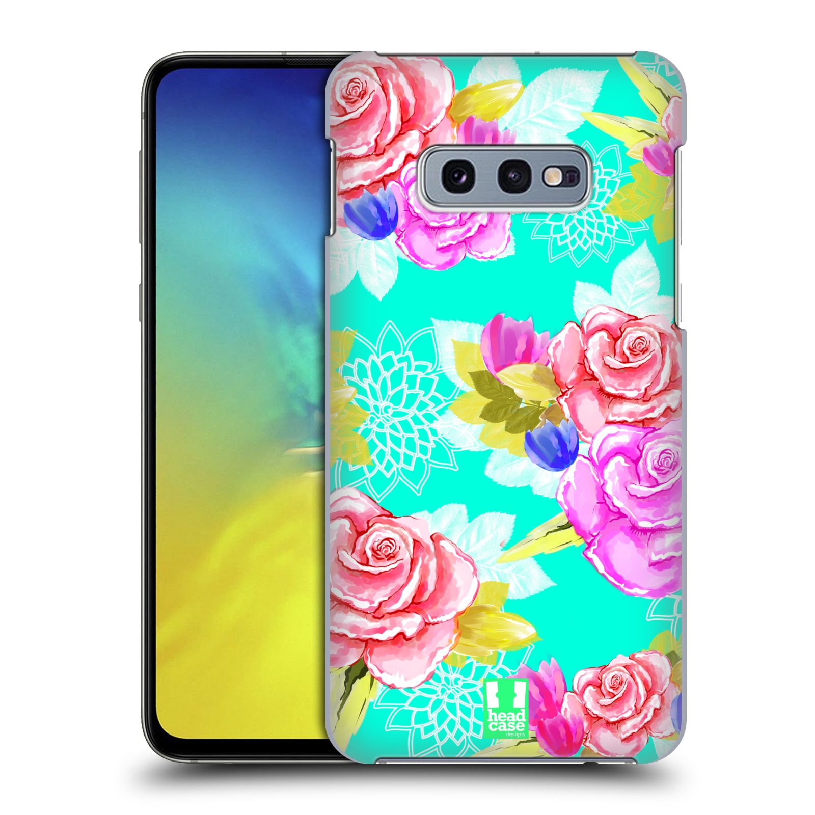 Pouzdro na mobil Samsung Galaxy S10e - HEAD CASE - vzor Malované květiny barevné AQUA MODRÁ