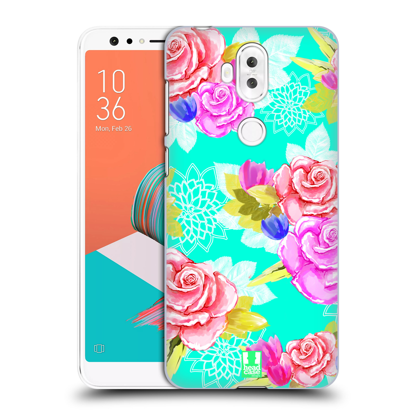 HEAD CASE plastový obal na mobil Asus Zenfone 5 LITE ZC600KL vzor Malované květiny barevné AQUA MODRÁ