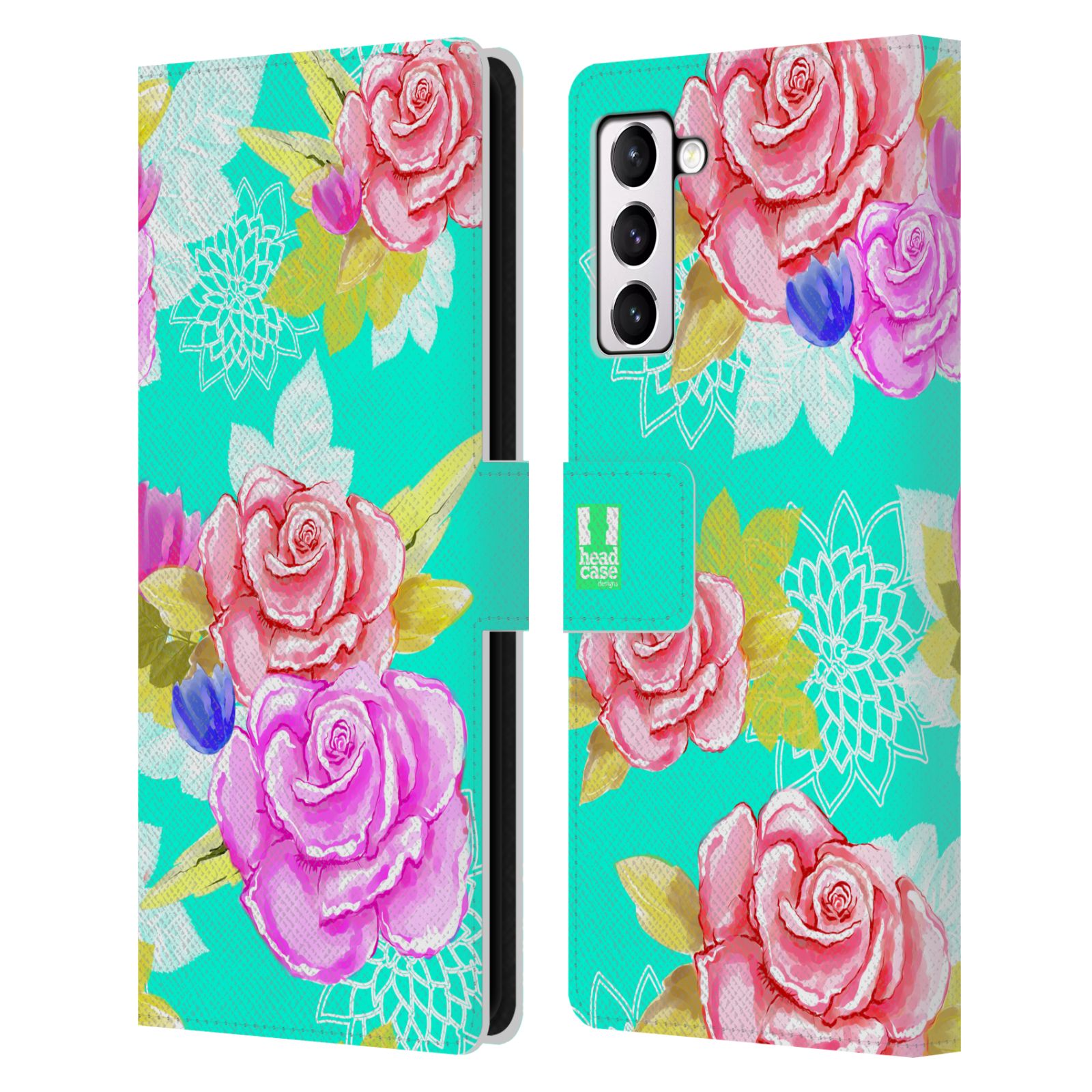 Pouzdro HEAD CASE na mobil Samsung Galaxy S21+ 5G / S21 PLUS 5G barevné kreslené květiny modrá voda