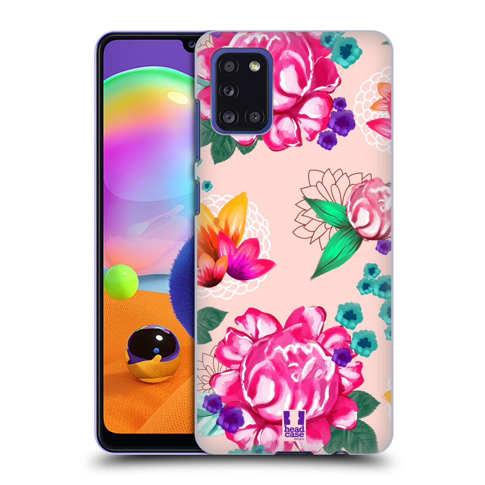 Zadní kryt na mobil Samsung Galaxy A31 vzor Malované květiny barevné SVĚTLE RŮŽOVÁ