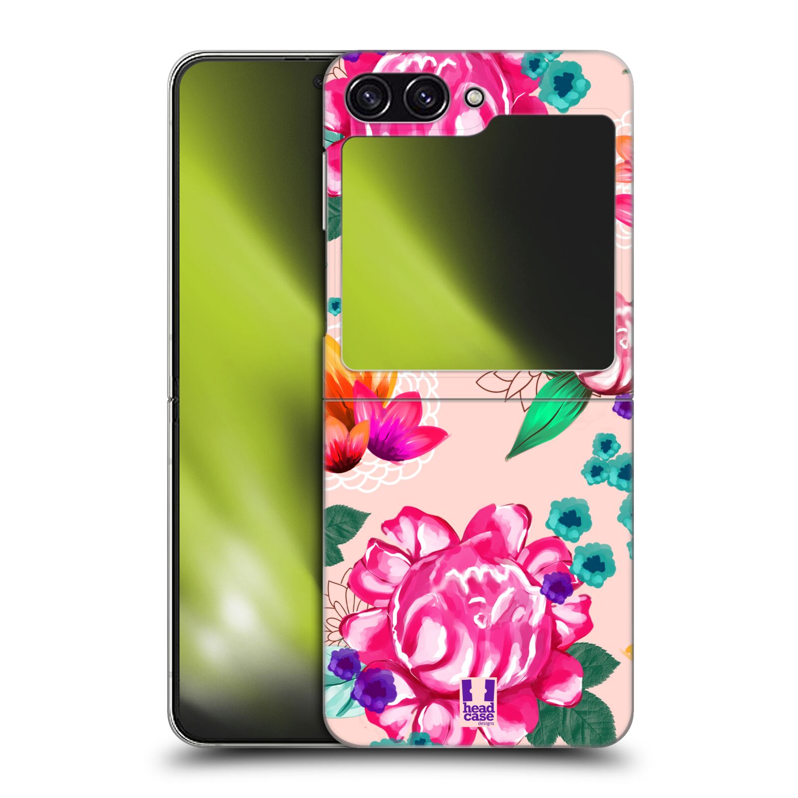 Plastový obal HEAD CASE na mobil Samsung Galaxy Z Flip 5 vzor Malované květiny barevné SVĚTLE RŮŽOVÁ