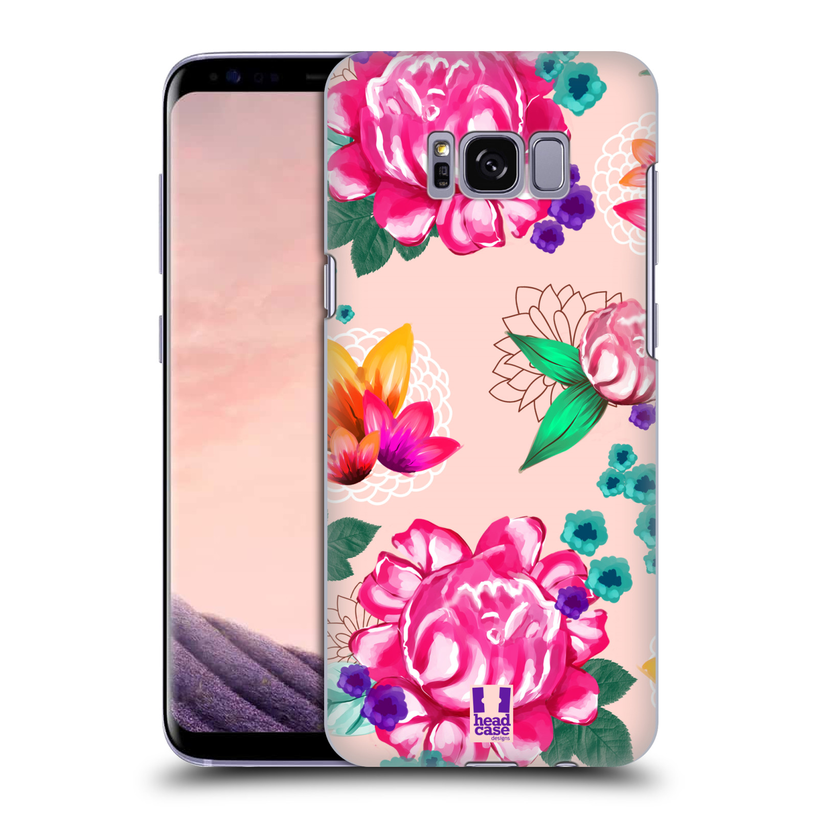 HEAD CASE plastový obal na mobil Samsung Galaxy S8 vzor Malované květiny barevné SVĚTLE RŮŽOVÁ