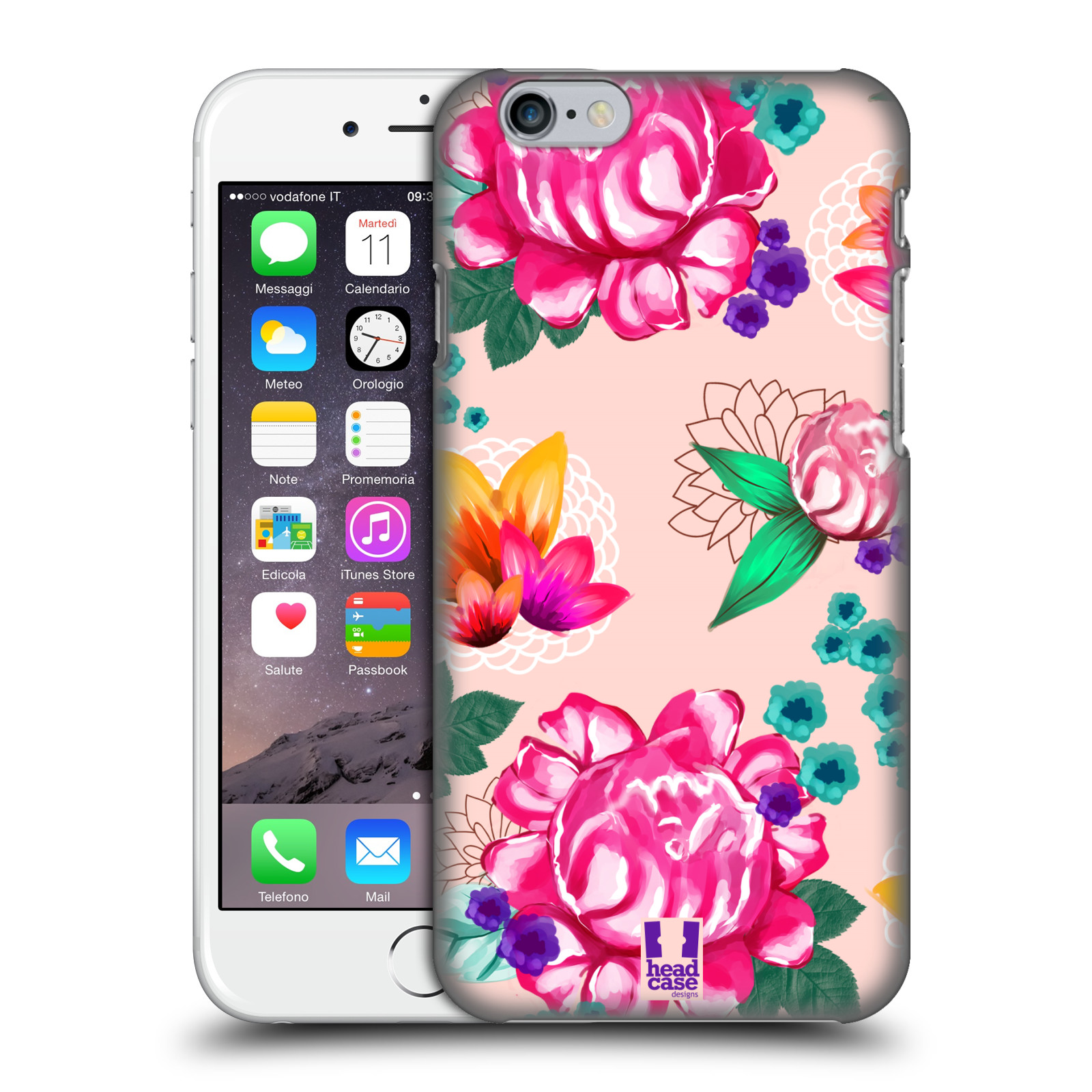 Plastové pouzdro pro mobil Apple Iphone 6/6S vzor Malované květiny barevné SVĚTLE RŮŽOVÁ