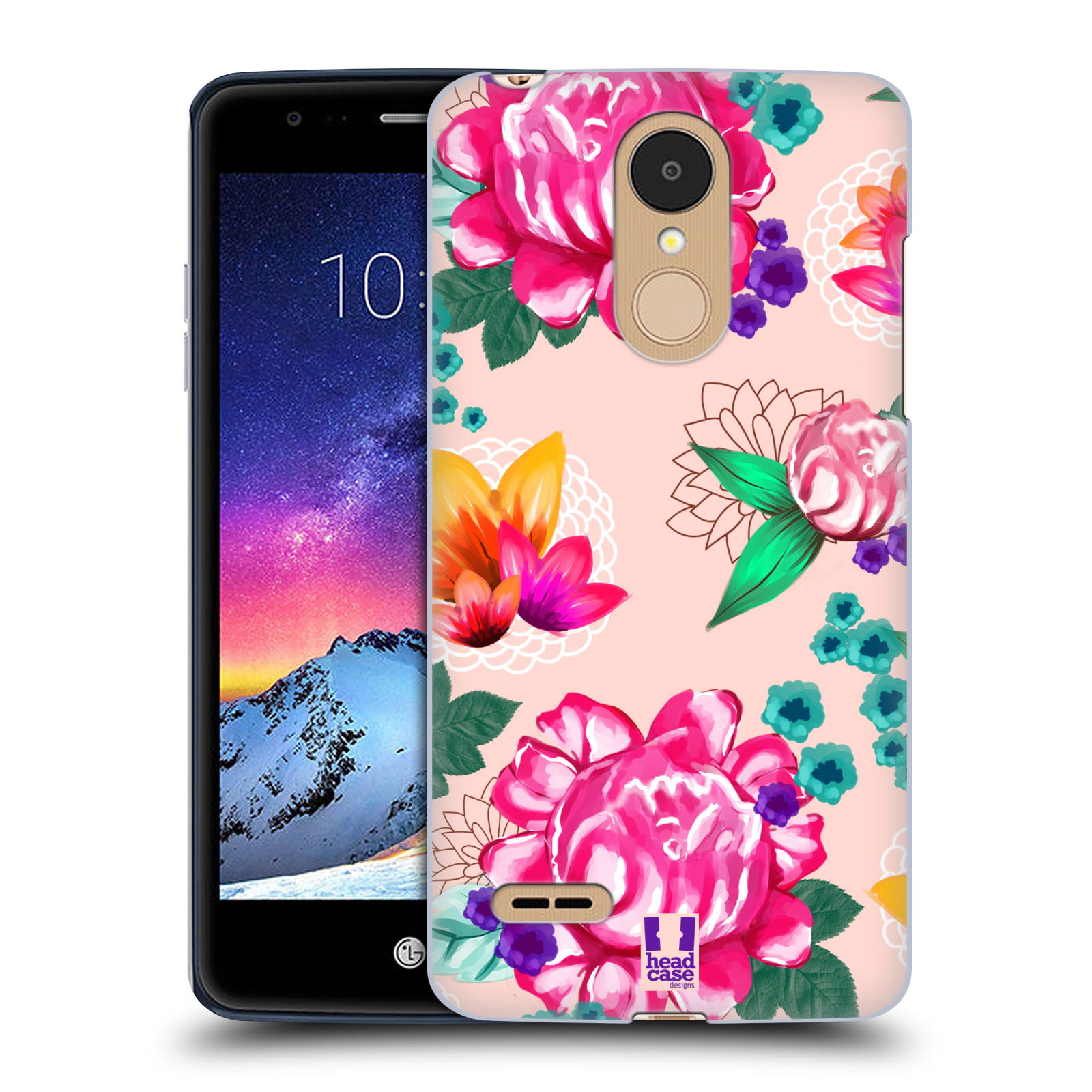 HEAD CASE plastový obal na mobil LG K9 / K8 2018 vzor Malované květiny barevné SVĚTLE RŮŽOVÁ
