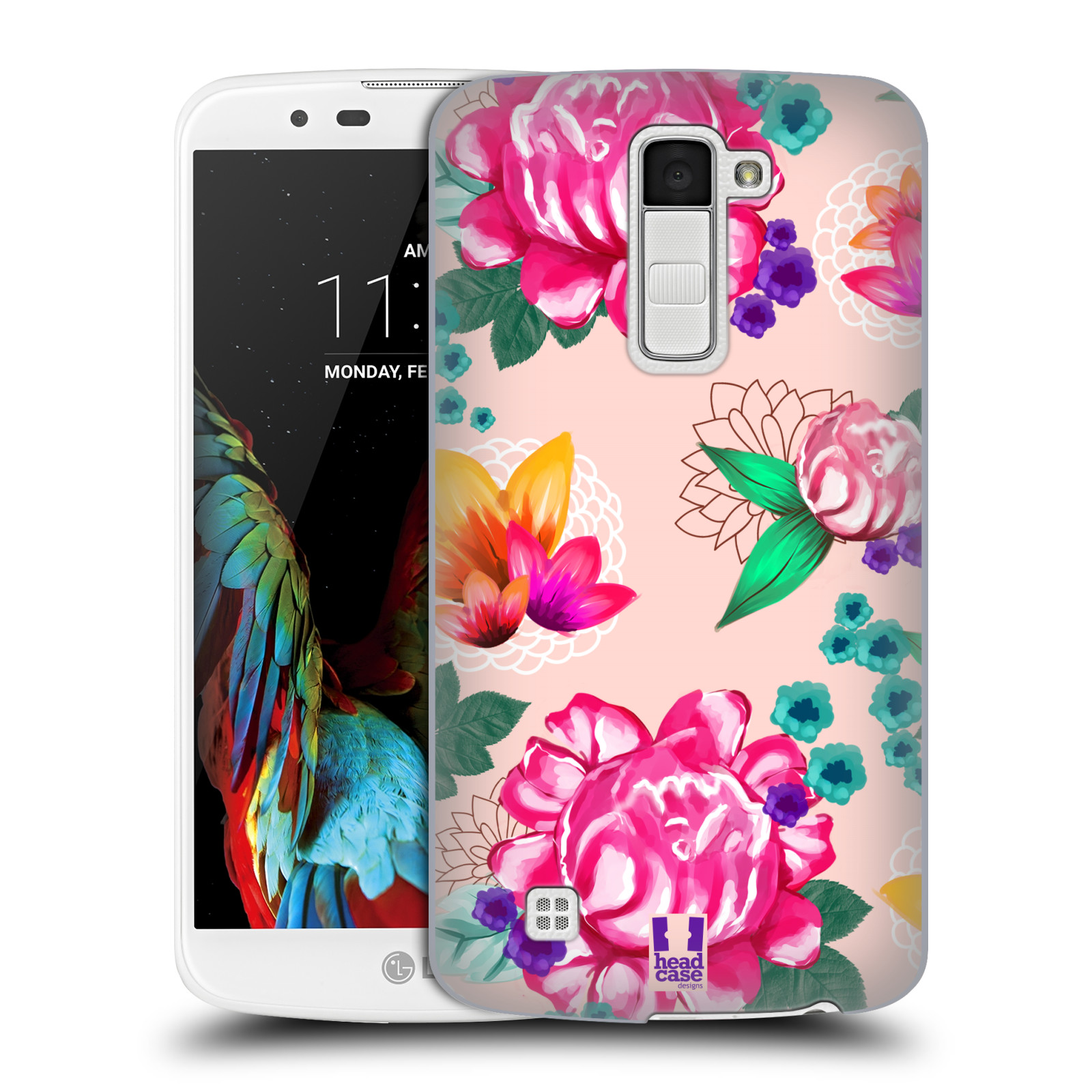 HEAD CASE plastový obal na mobil LG K10 vzor Malované květiny barevné SVĚTLE RŮŽOVÁ