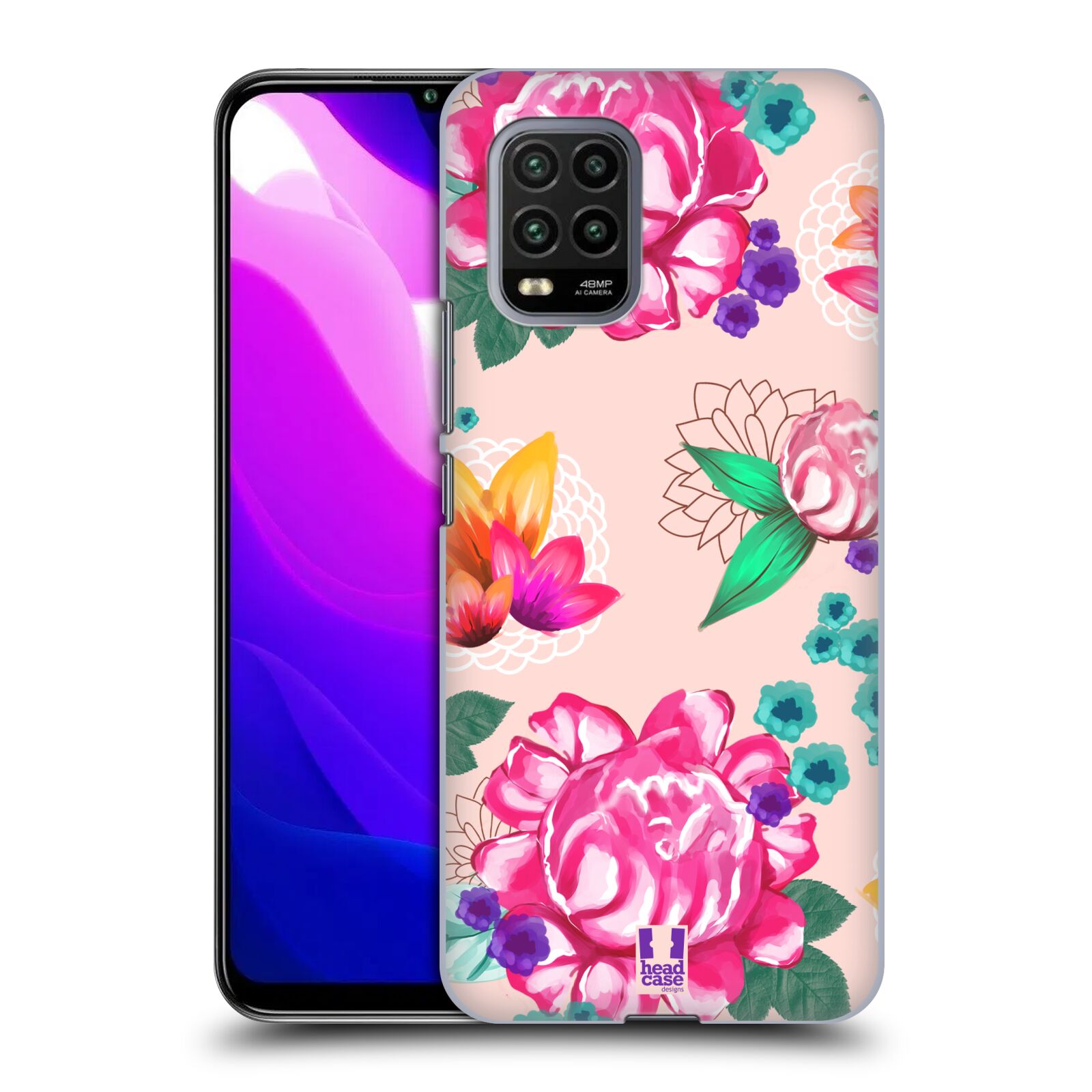 Zadní kryt, obal na mobil Xiaomi Mi 10 LITE vzor Malované květiny barevné SVĚTLE RŮŽOVÁ