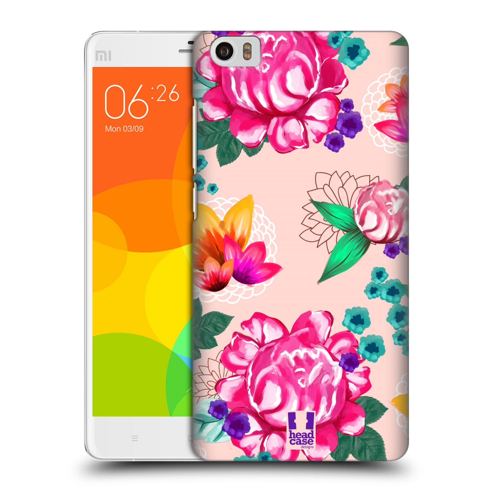 HEAD CASE pevný plastový obal na mobil XIAOMI Mi Note vzor Malované květiny barevné SVĚTLE RŮŽOVÁ