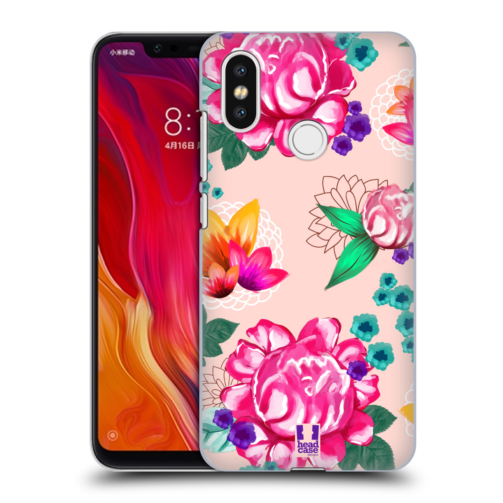 HEAD CASE plastový obal na mobil Xiaomi Mi 8 vzor Malované květiny barevné SVĚTLE RŮŽOVÁ