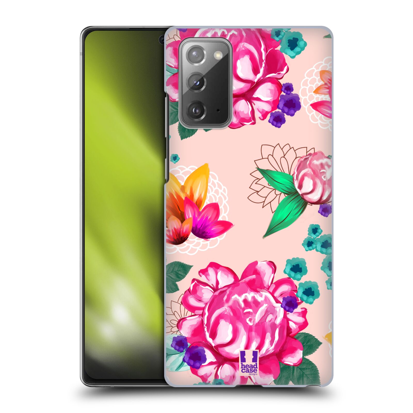 Plastový obal HEAD CASE na mobil Samsung Galaxy Note 20 vzor Malované květiny barevné SVĚTLE RŮŽOVÁ