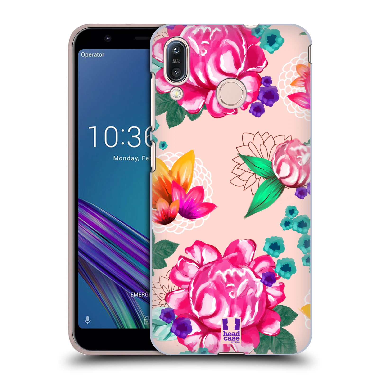 Pouzdro na mobil Asus Zenfone Max M1 (ZB555KL) - HEAD CASE - vzor Malované květiny barevné SVĚTLE RŮŽOVÁ