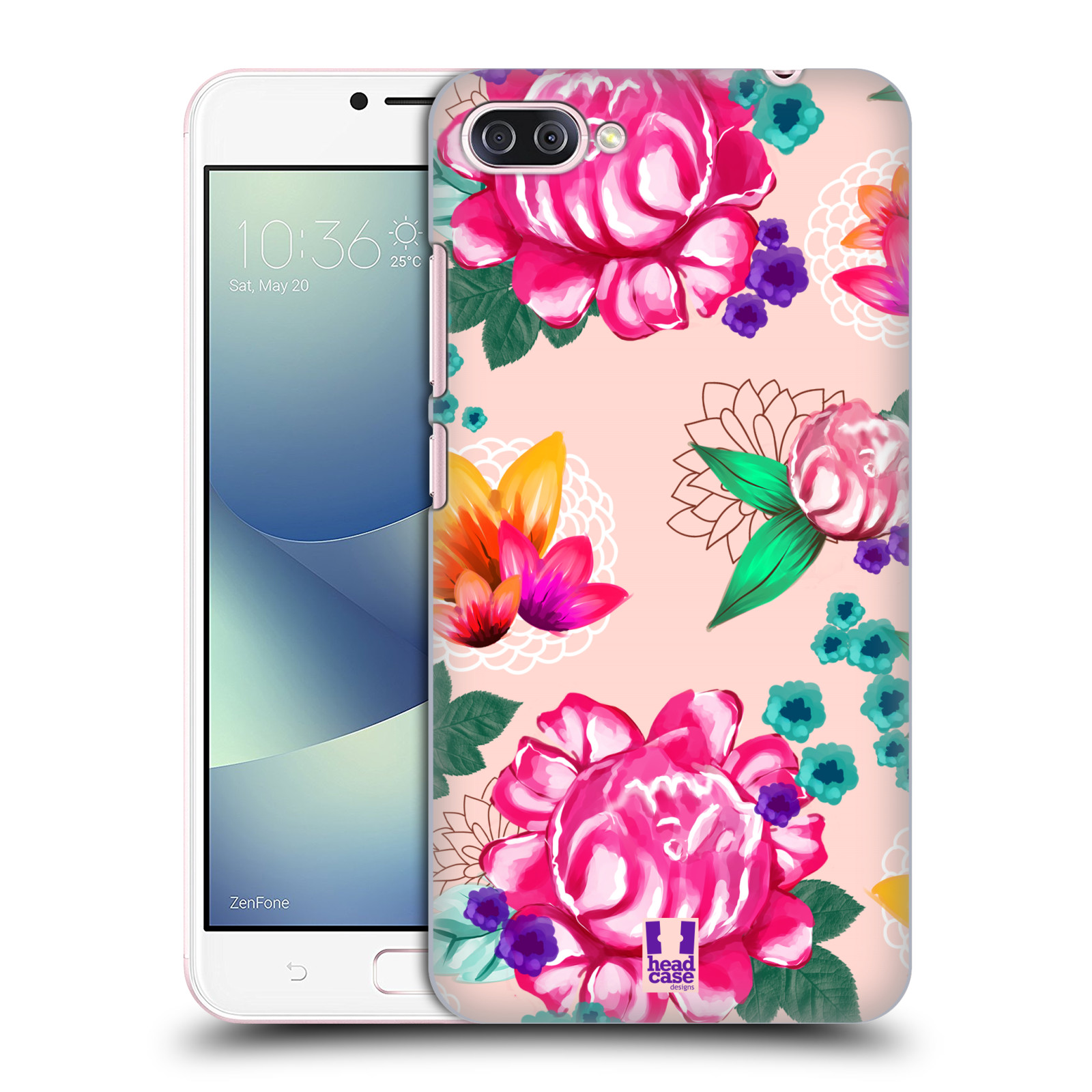 HEAD CASE plastový obal na mobil Asus Zenfone 4 MAX ZC554KL vzor Malované květiny barevné SVĚTLE RŮŽOVÁ
