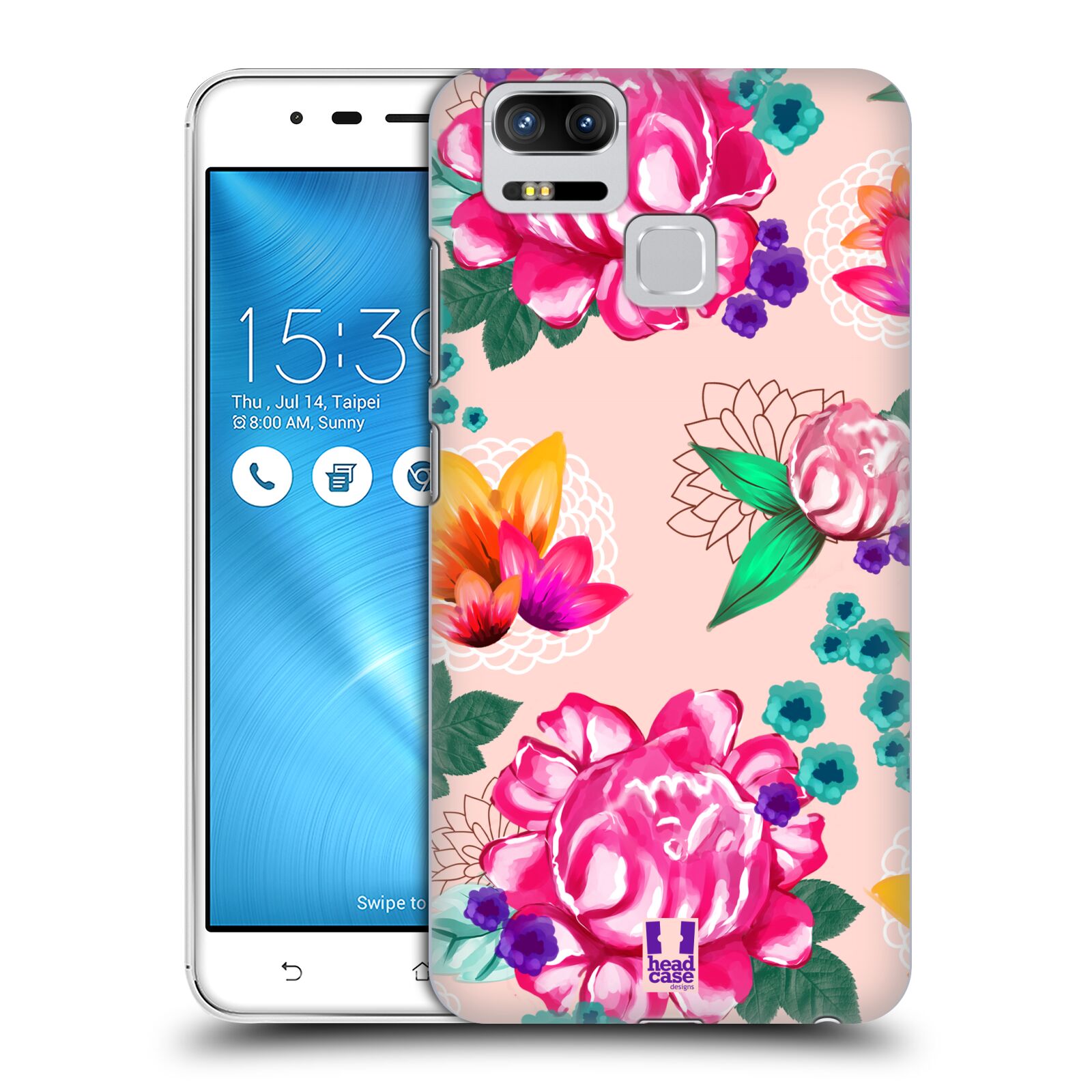 HEAD CASE plastový obal na mobil Asus Zenfone 3 Zoom ZE553KL vzor Malované květiny barevné SVĚTLE RŮŽOVÁ