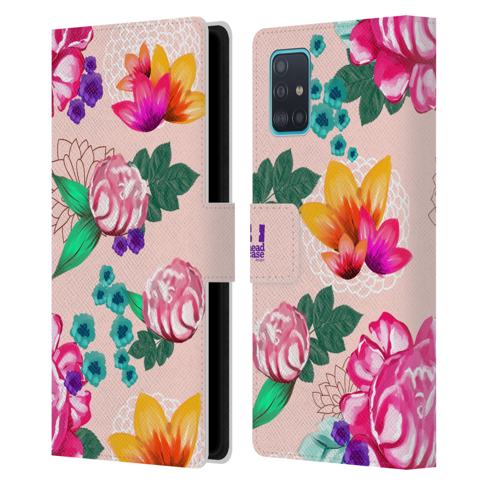 Pouzdro na mobil Samsung Galaxy A51 (A515F) barevné kreslené květiny růžová