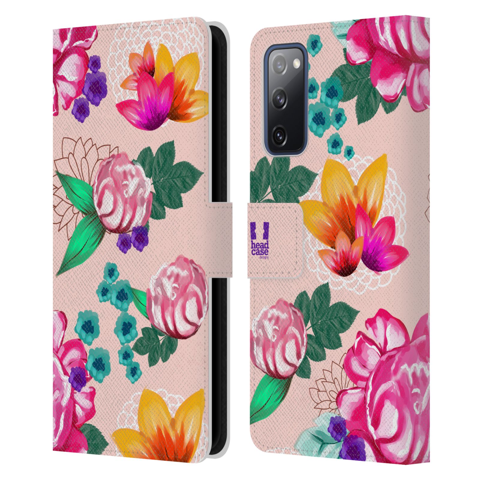 Pouzdro HEAD CASE na mobil Samsung Galaxy S20 FE / S20 FE 5G barevné kreslené květiny růžová