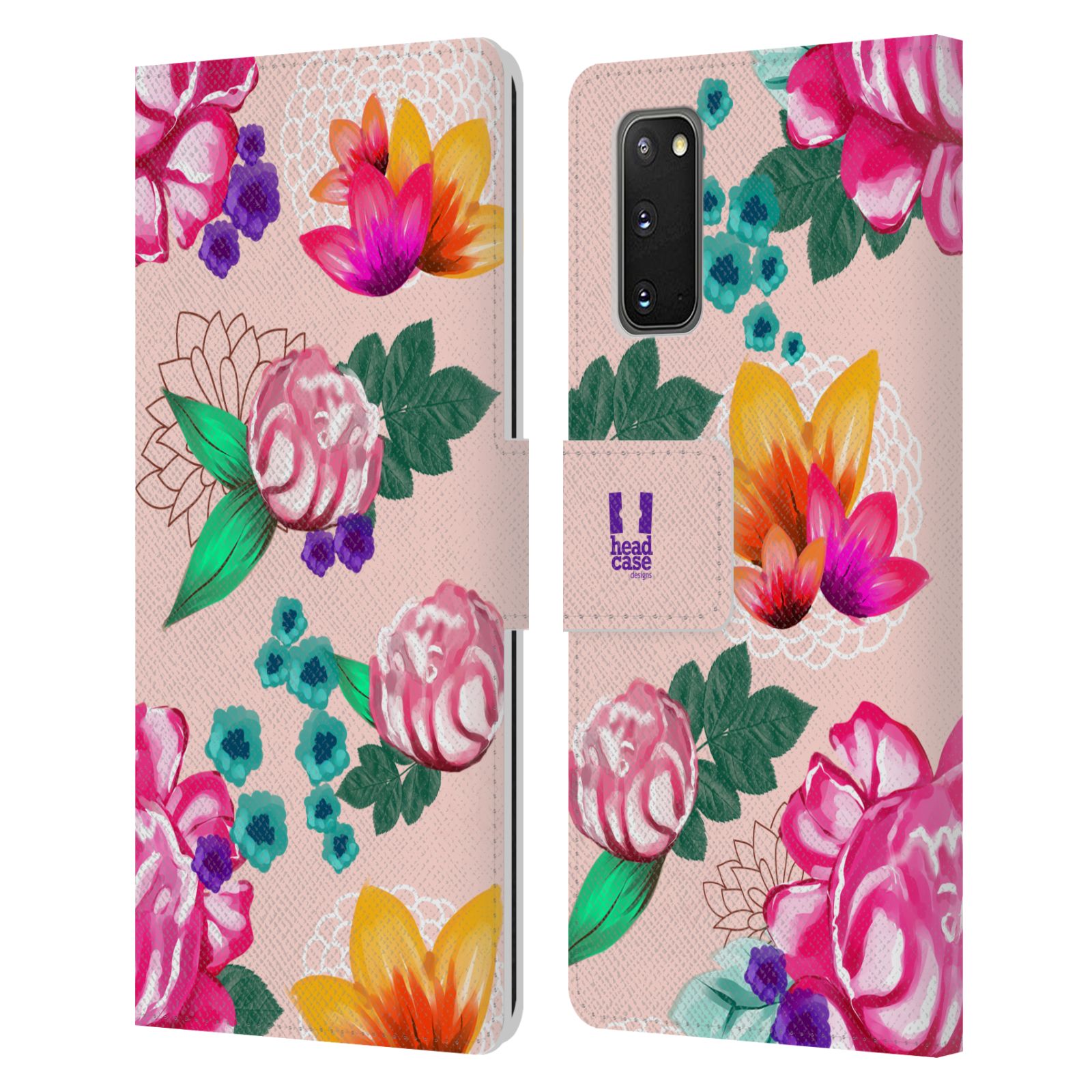 Pouzdro na mobil Samsung Galaxy S20 barevné kreslené květiny růžová