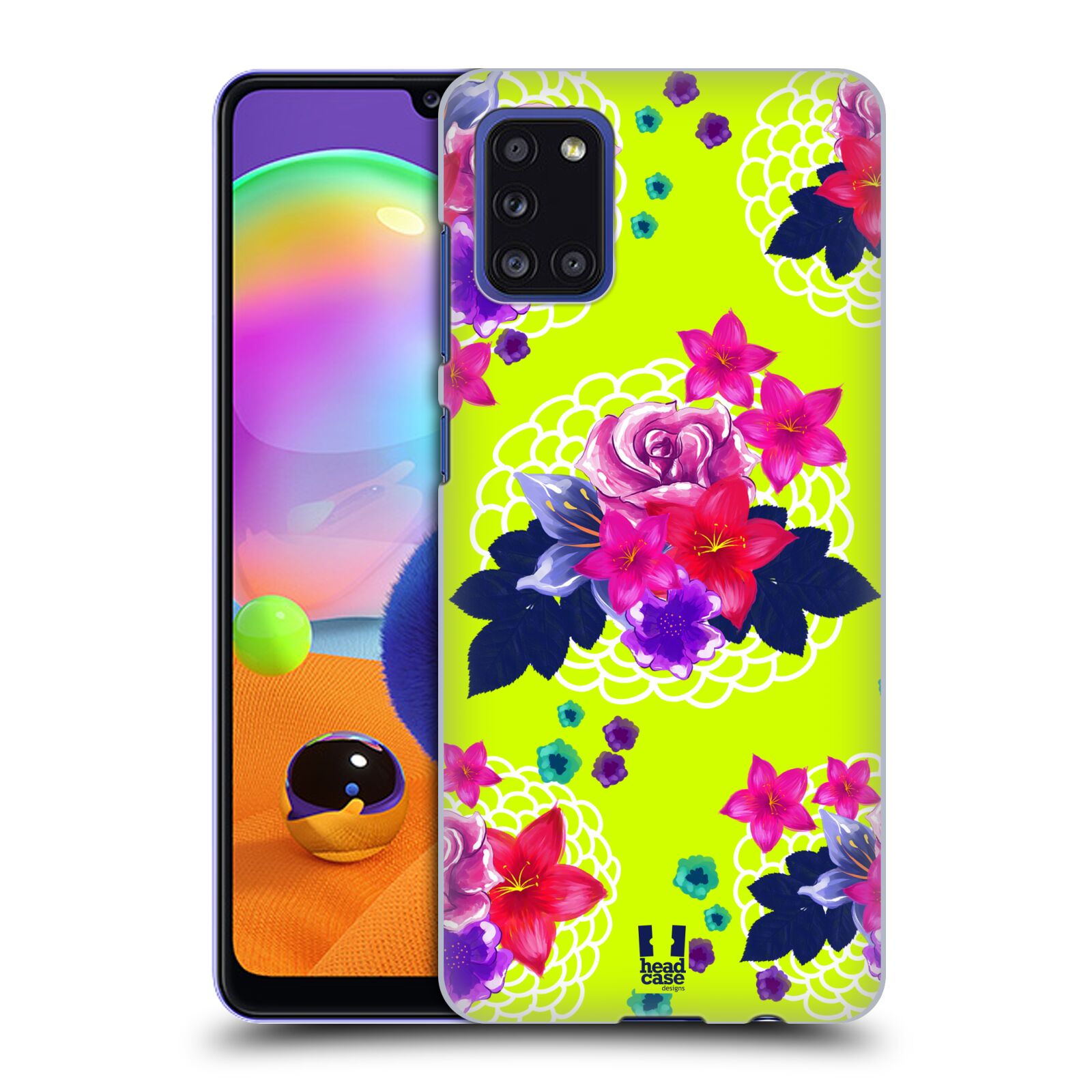 Zadní kryt na mobil Samsung Galaxy A31 vzor Malované květiny barevné NEON ZELENÁ