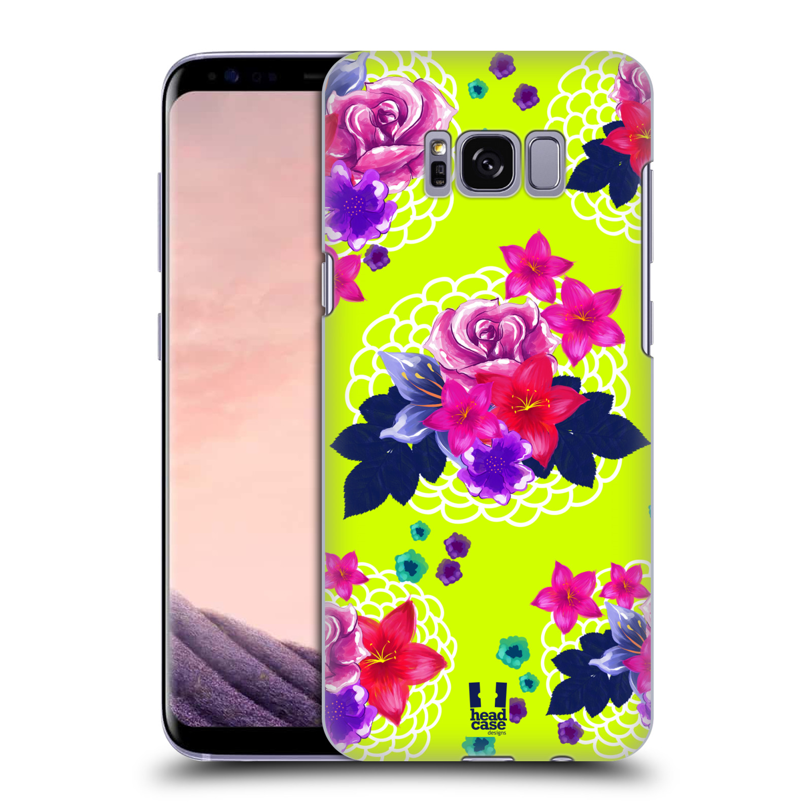 HEAD CASE plastový obal na mobil Samsung Galaxy S8 vzor Malované květiny barevné NEON ZELENÁ