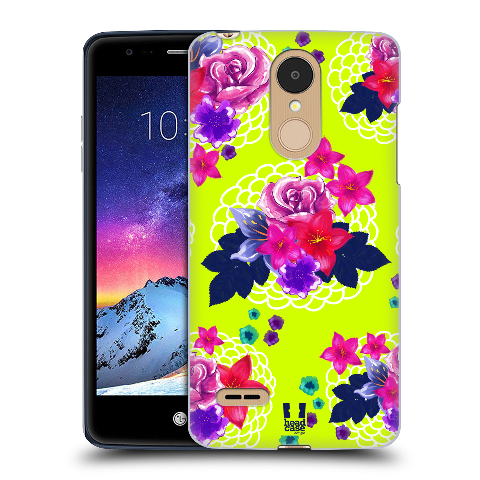 HEAD CASE plastový obal na mobil LG K9 / K8 2018 vzor Malované květiny barevné NEON ZELENÁ