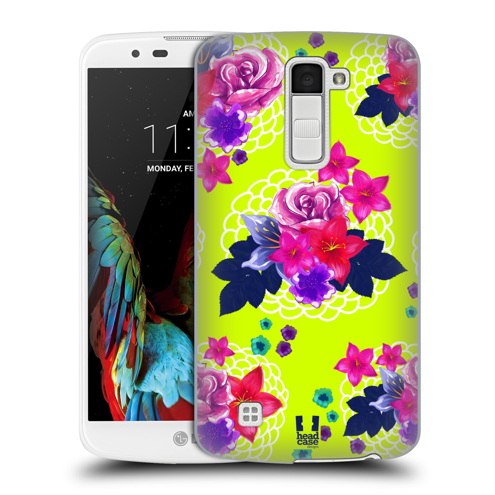 HEAD CASE plastový obal na mobil LG K10 vzor Malované květiny barevné NEON ZELENÁ