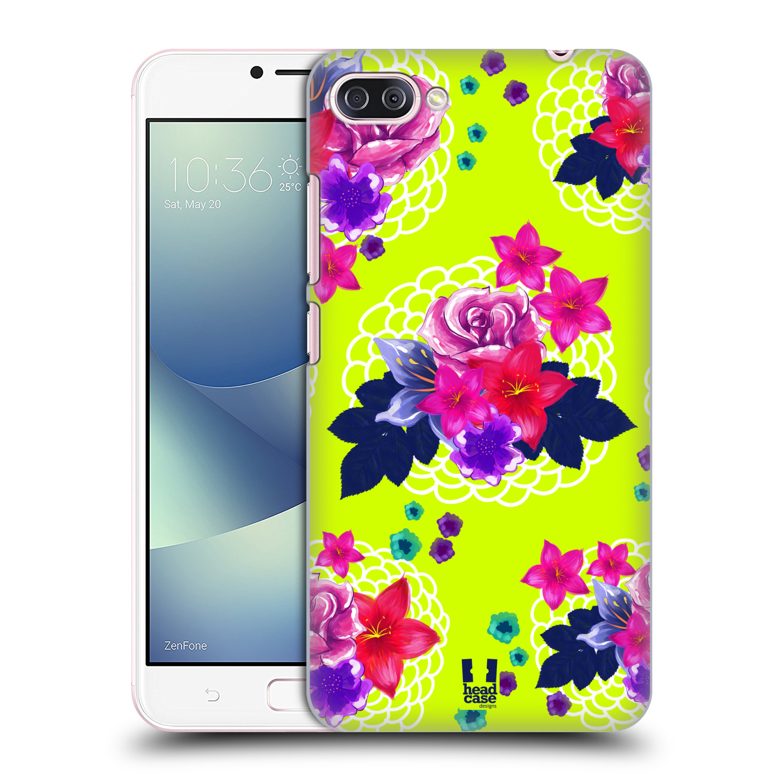 HEAD CASE plastový obal na mobil Asus Zenfone 4 MAX ZC554KL vzor Malované květiny barevné NEON ZELENÁ