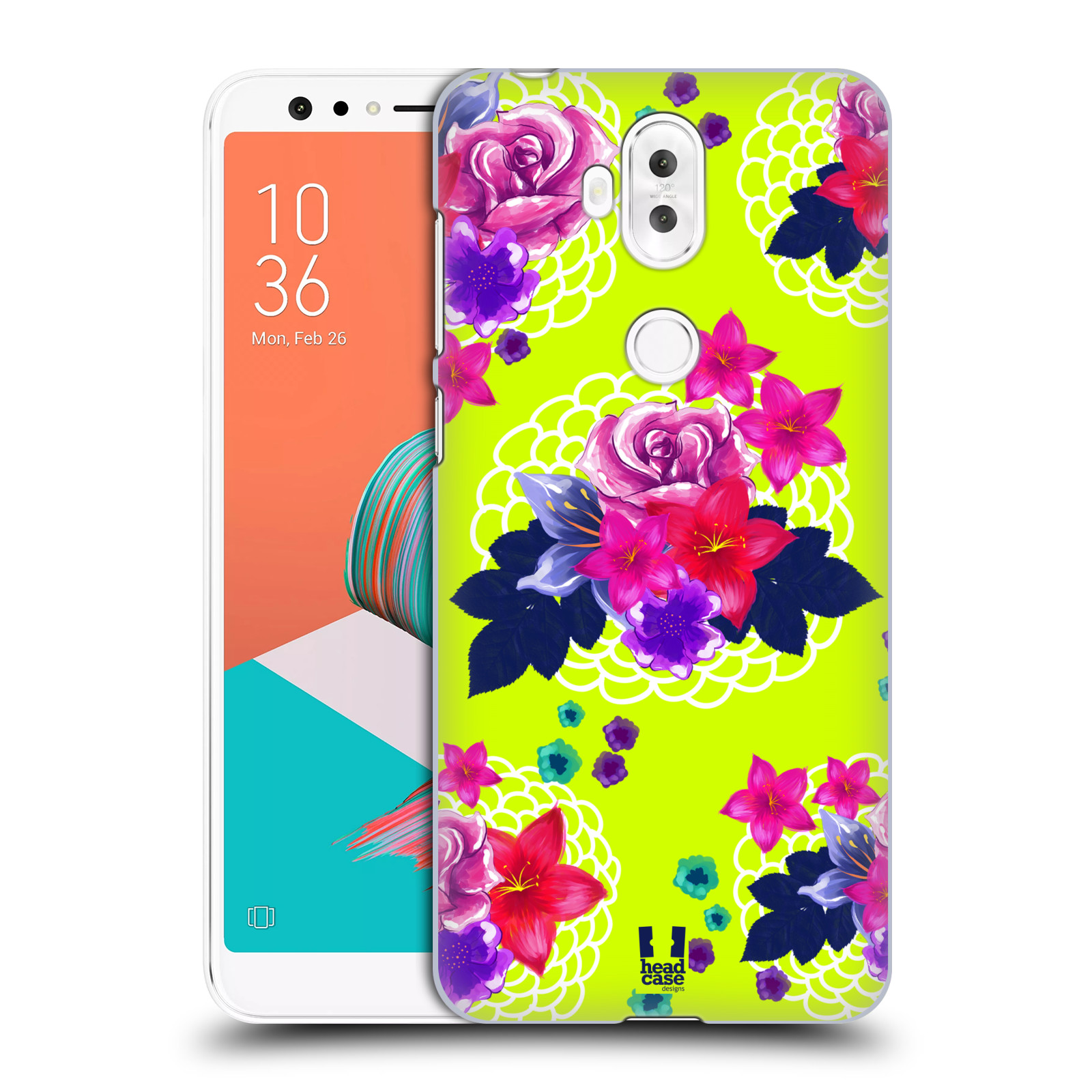 HEAD CASE plastový obal na mobil Asus Zenfone 5 LITE ZC600KL vzor Malované květiny barevné NEON ZELENÁ