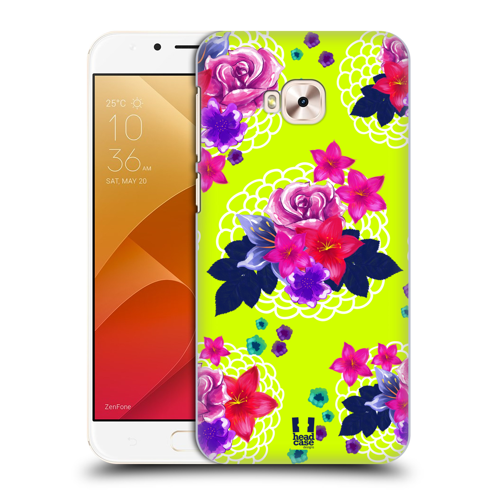 HEAD CASE plastový obal na mobil Asus Zenfone 4 Selfie Pro ZD552KL vzor Malované květiny barevné NEON ZELENÁ
