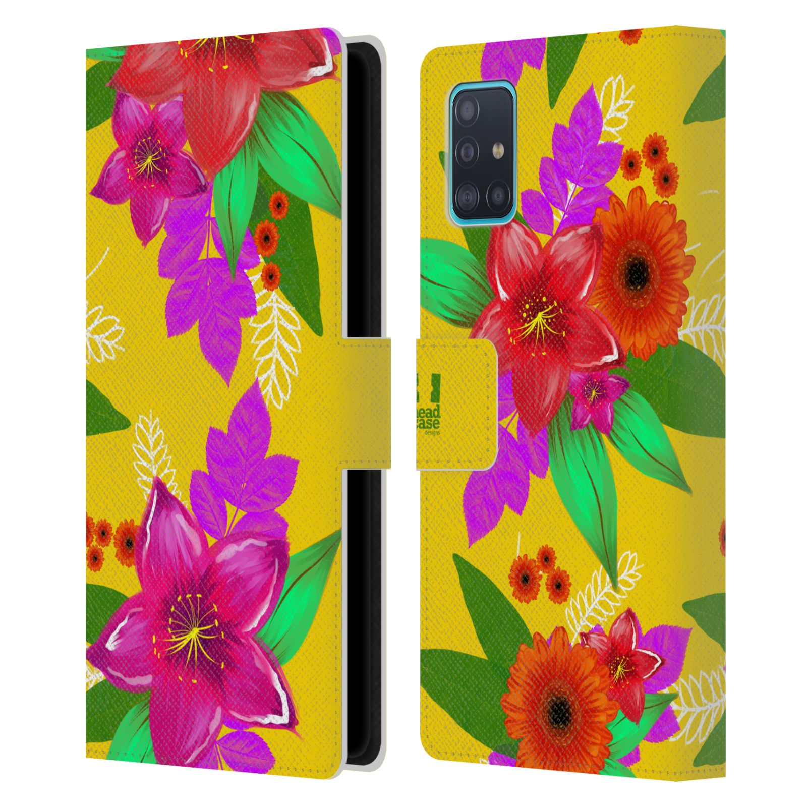 Pouzdro na mobil Samsung Galaxy A51 (A515F) barevné kreslené květiny žlutá