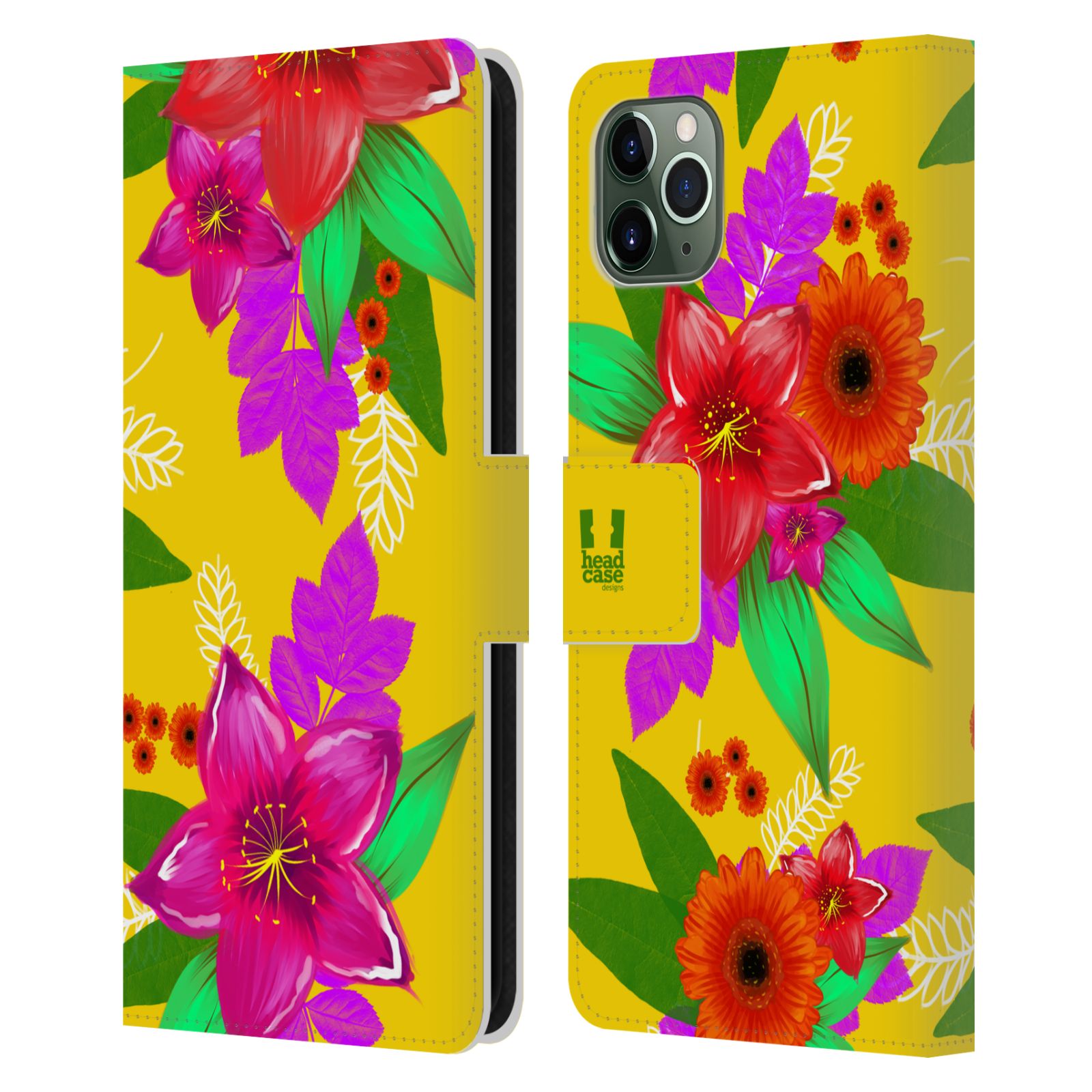 Pouzdro na mobil Apple Iphone 11 PRO MAX barevné kreslené květiny žlutá