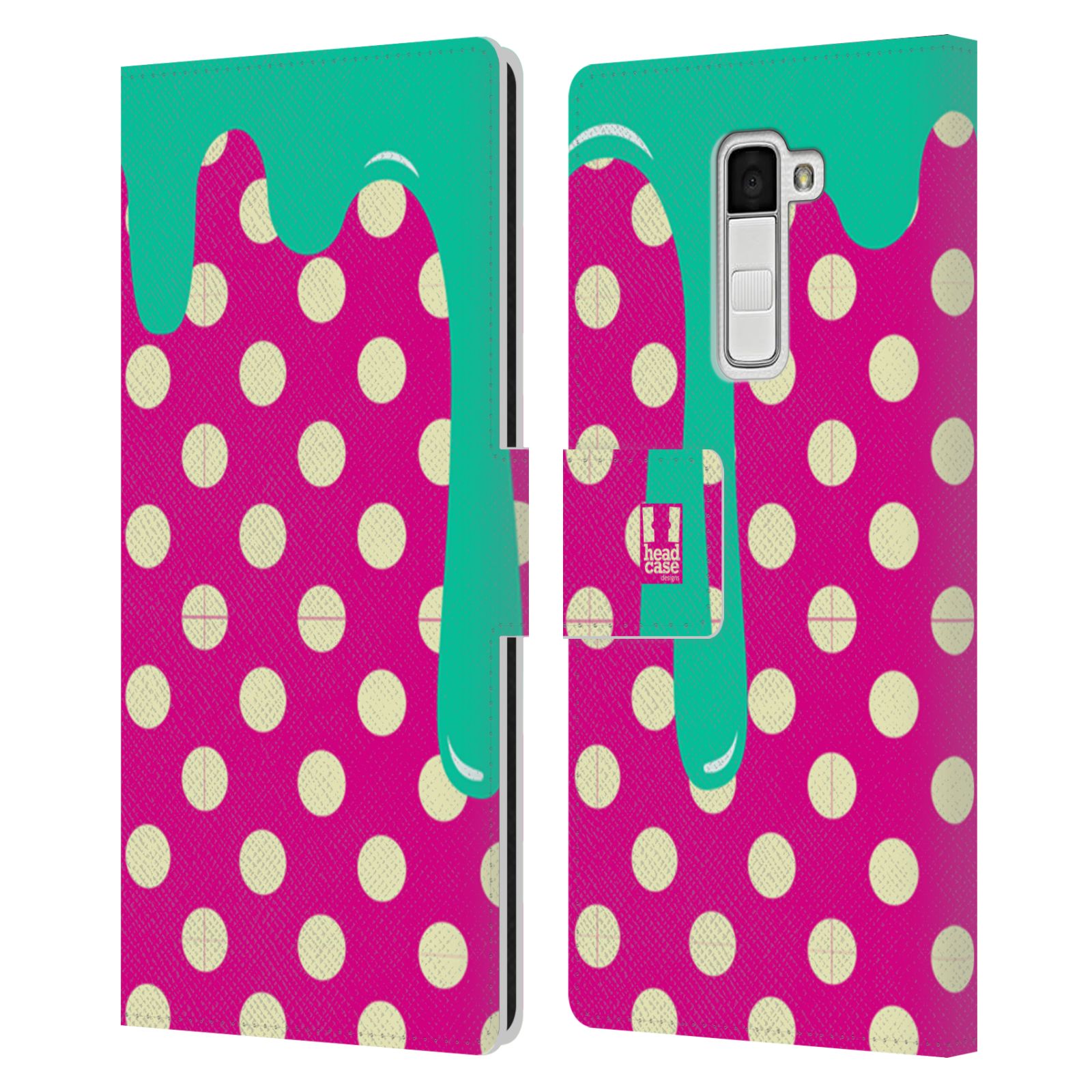 HEAD CASE Flipové pouzdro pro mobil LG K10 záplava barev a tvary zelená, růžová a tečky