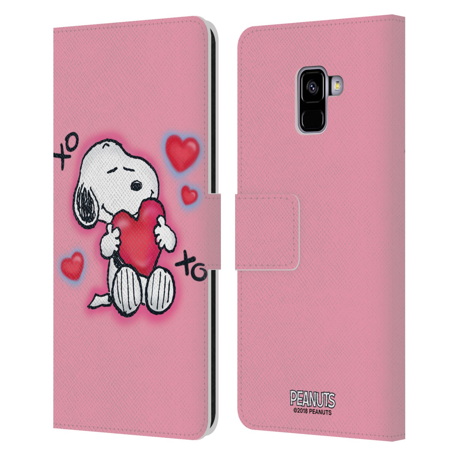 Pouzdro na mobil Samsung Galaxy A8+ 2018 - HEAD CASE - Peanuts - Snoopy a srdíčka