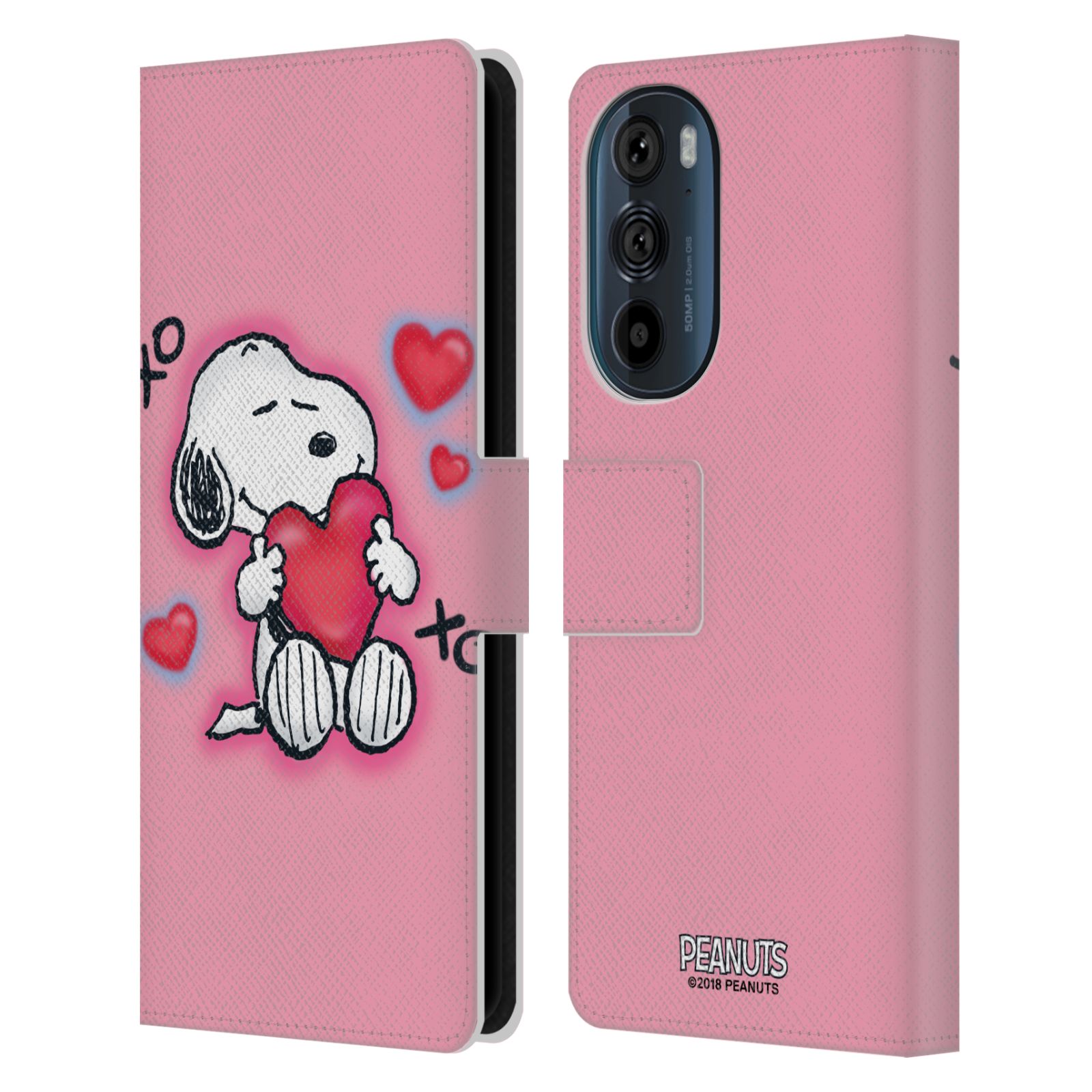 Pouzdro na mobil Motorola EDGE 30 - HEAD CASE - Peanuts - Snoopy a srdíčka