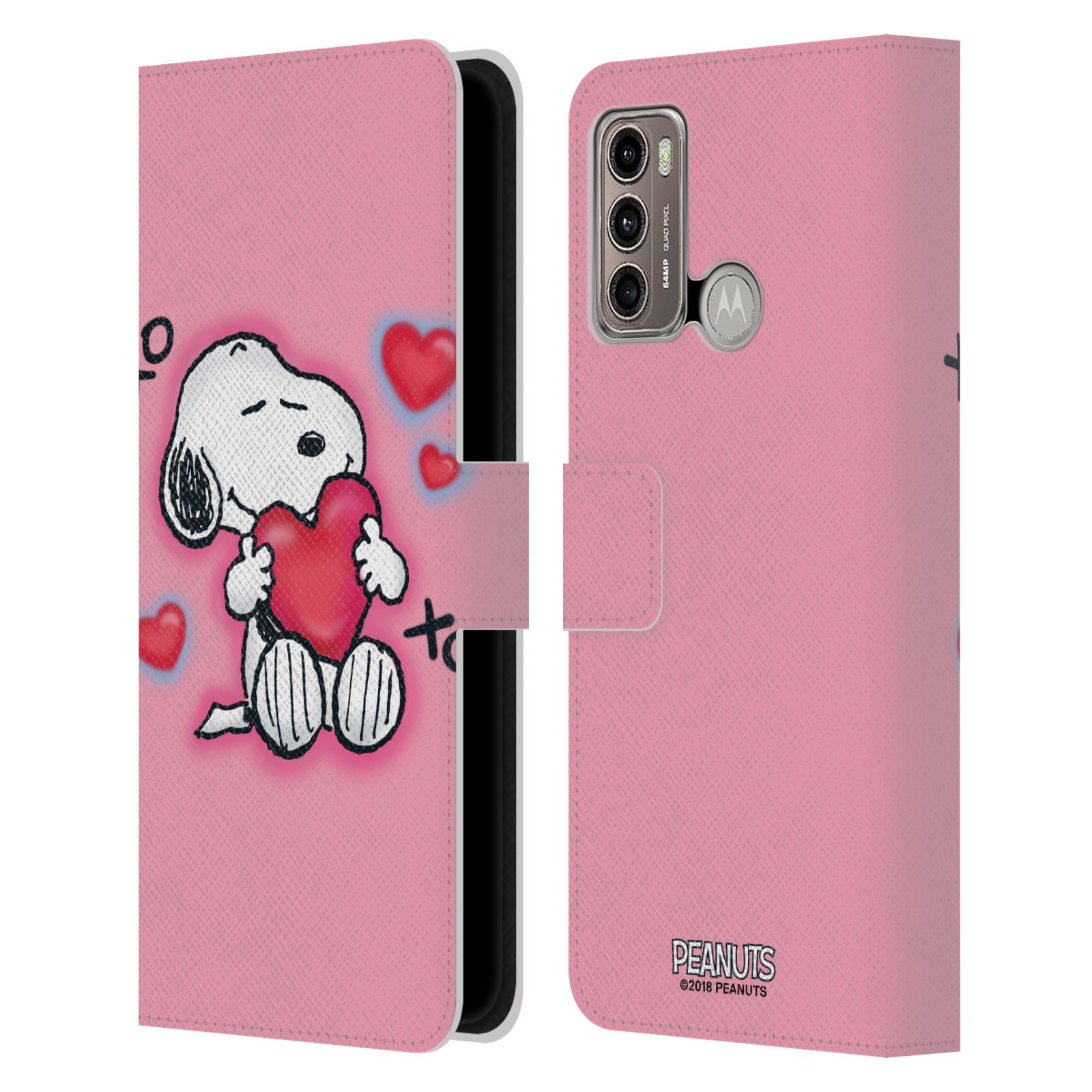 Pouzdro na mobil Motorola Moto G60 - HEAD CASE - Peanuts - Snoopy a srdíčka