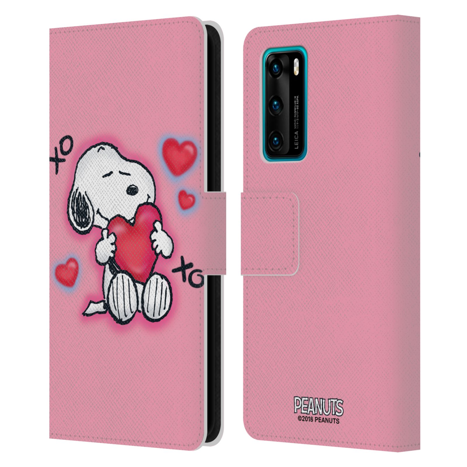 Pouzdro na mobil Huawei P40 - HEAD CASE - Peanuts - Snoopy a srdíčka