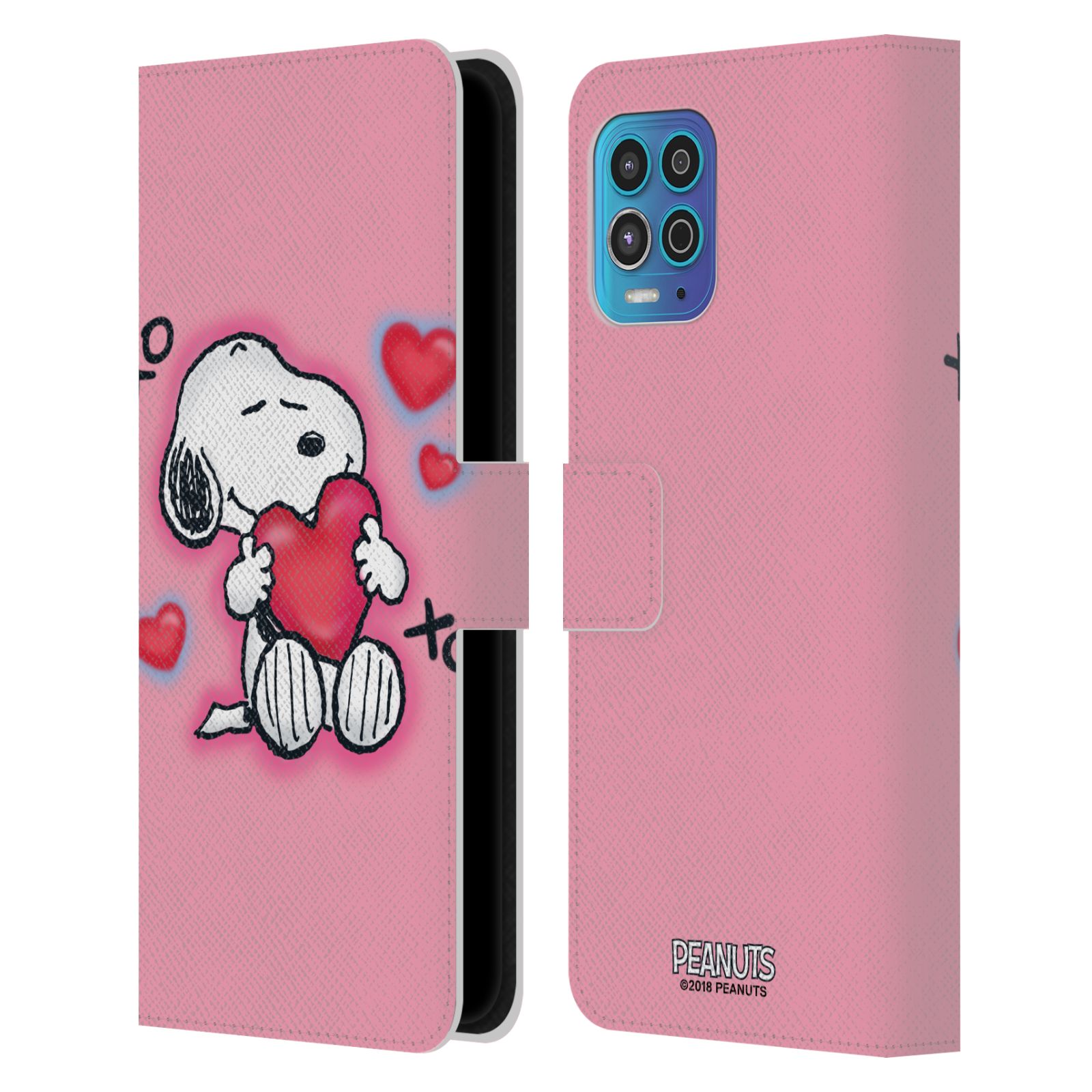 Pouzdro na mobil Motorola Moto G100 - HEAD CASE - Peanuts - Snoopy a srdíčka