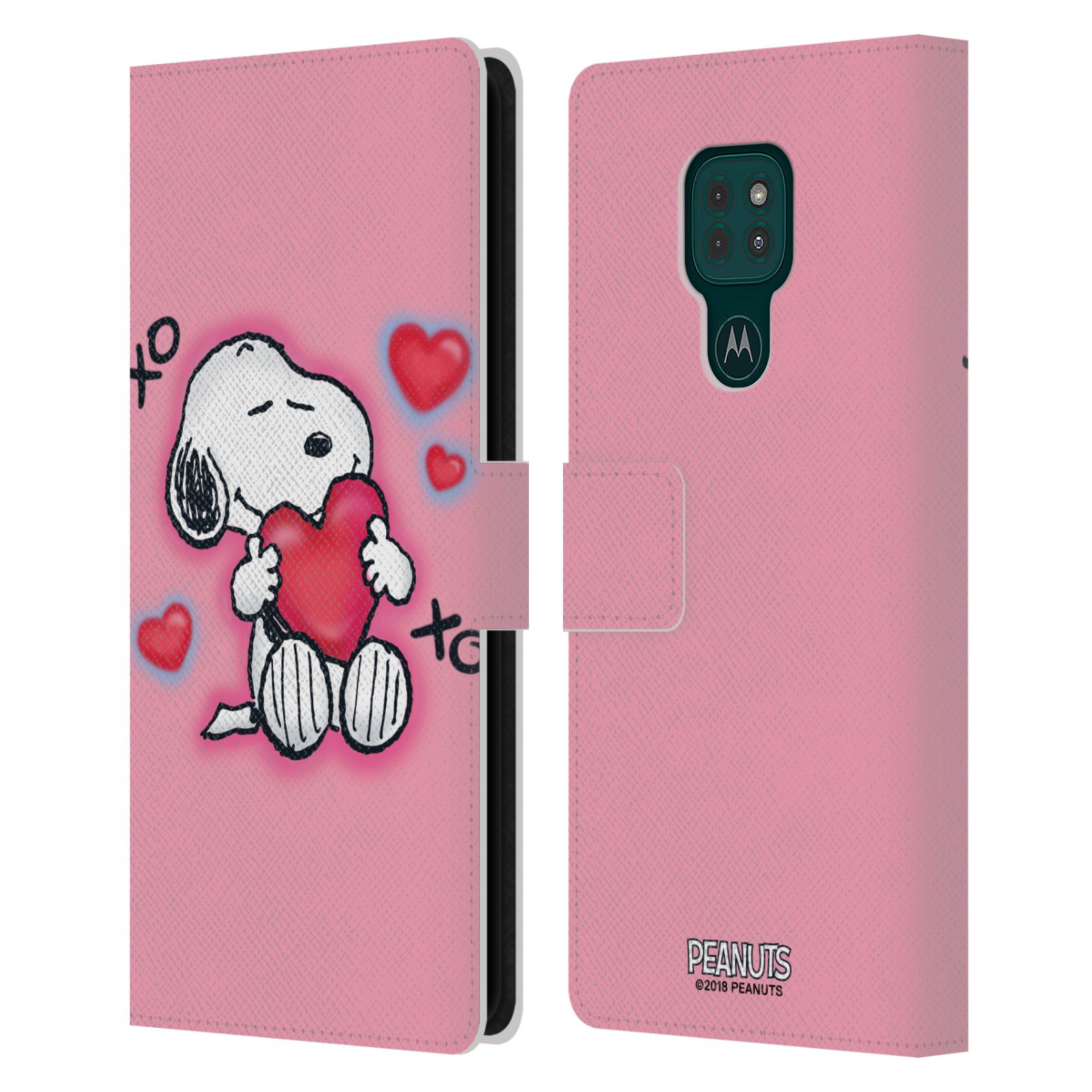 Pouzdro na mobil Motorola Moto G9 PLAY - HEAD CASE - Peanuts - Snoopy a srdíčka