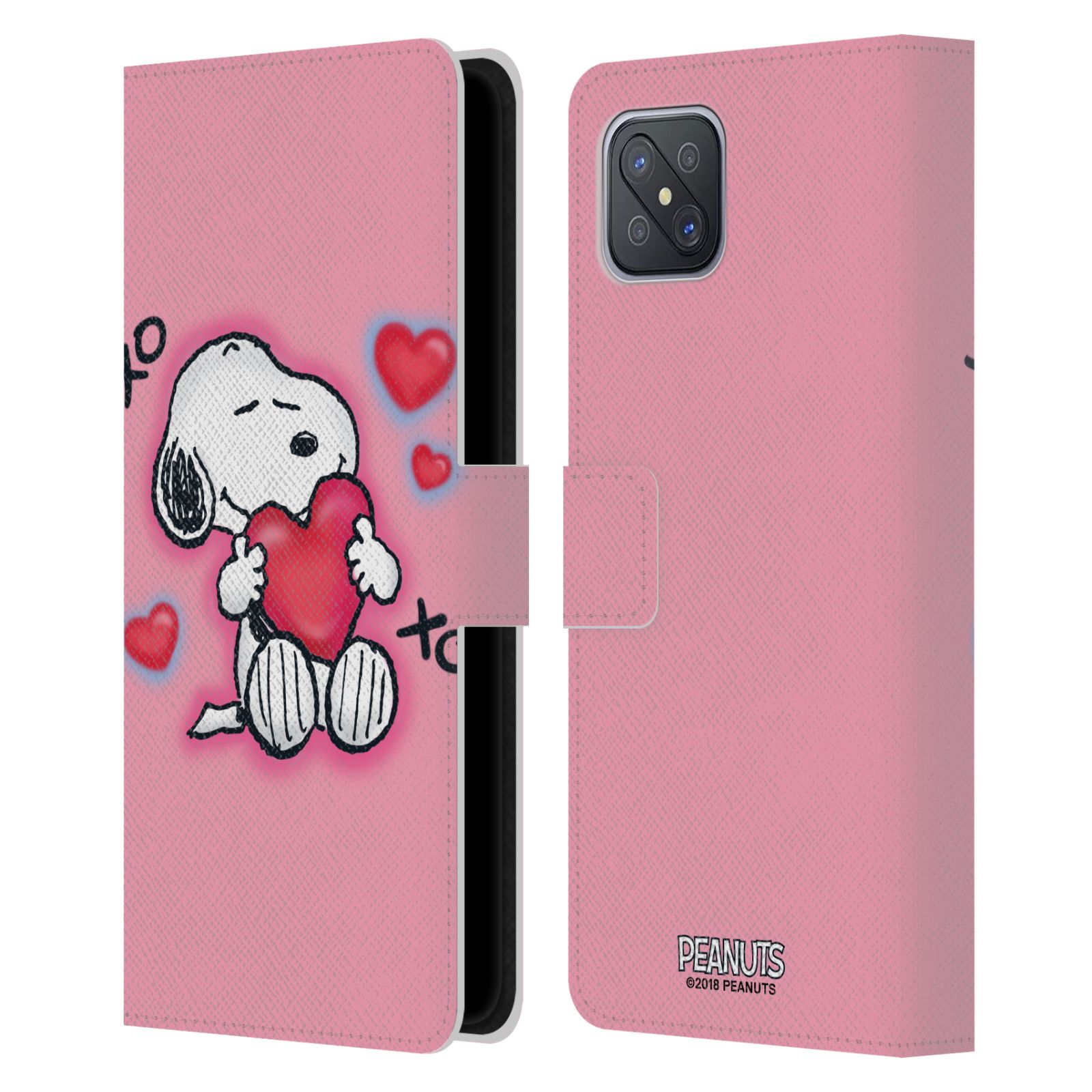 Pouzdro na mobil Oppo A92s - HEAD CASE - Peanuts - Snoopy a srdíčka