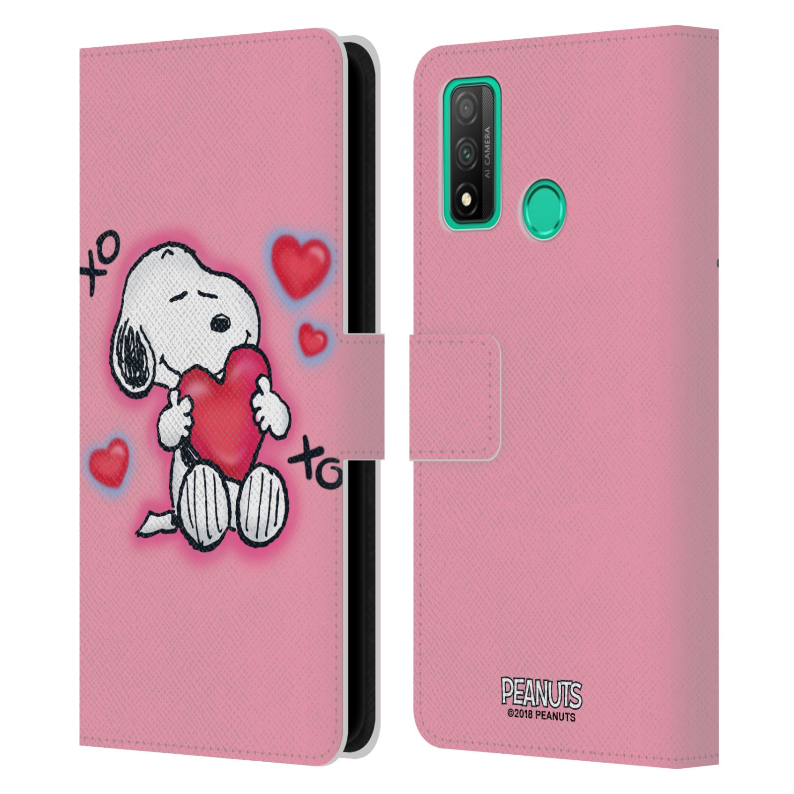 Pouzdro na mobil Huawei P SMART 2020 - HEAD CASE - Peanuts - Snoopy a srdíčka