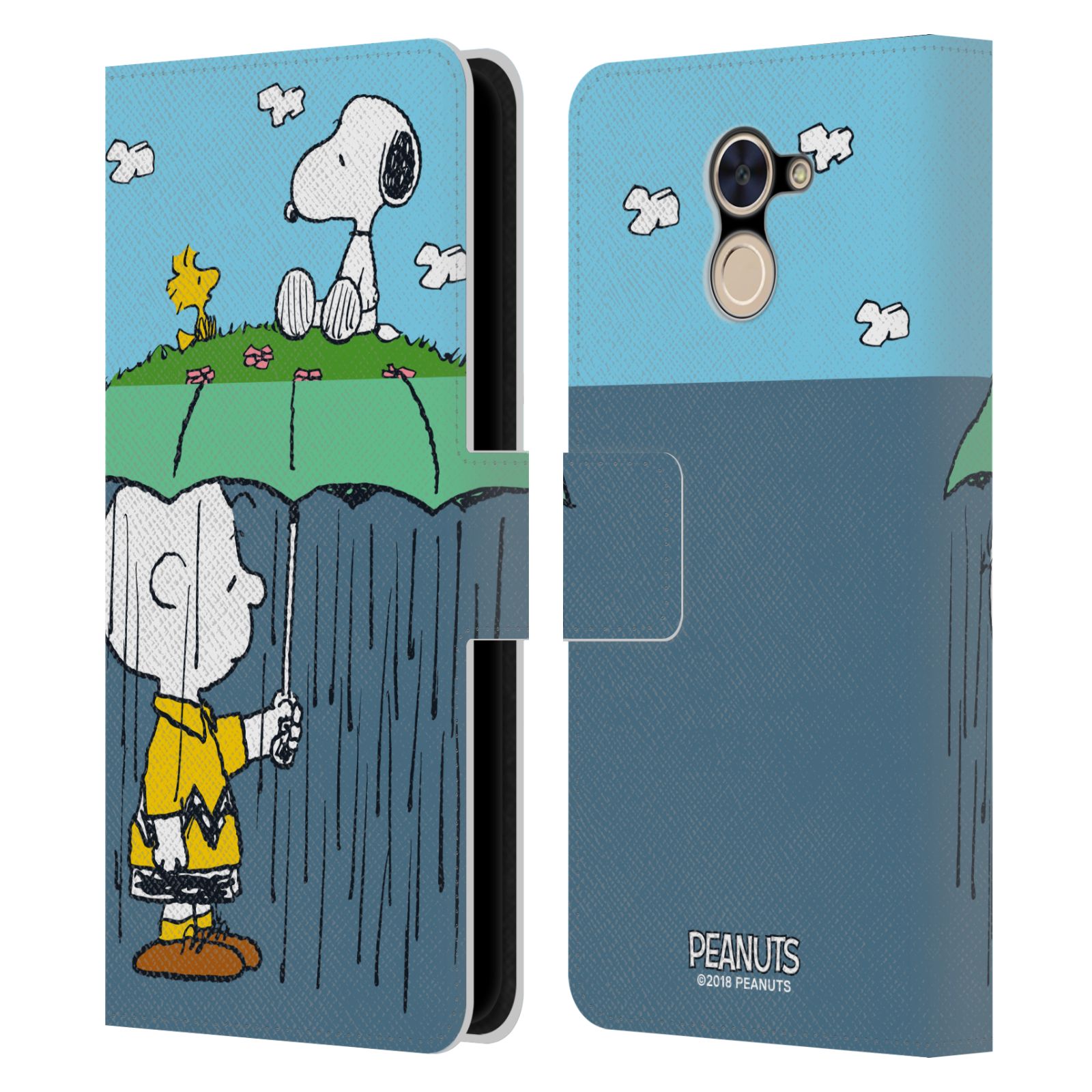 Pouzdro na mobil Huawei Y7 / Y7 Prime - Head Case - Peanuts - Snoopy, Charlie a ptáček Woodstock