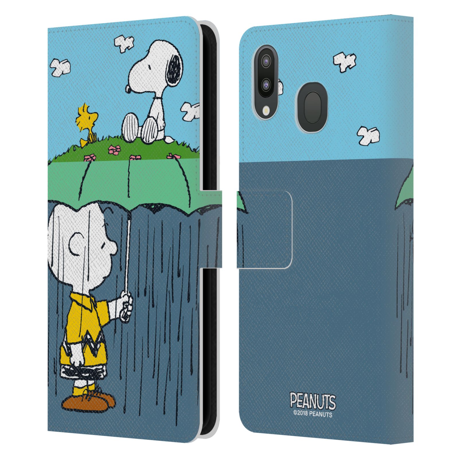 Pouzdro na mobil Samsung Galaxy M20 - Head Case - Peanuts - Snoopy, Charlie a ptáček Woodstock
