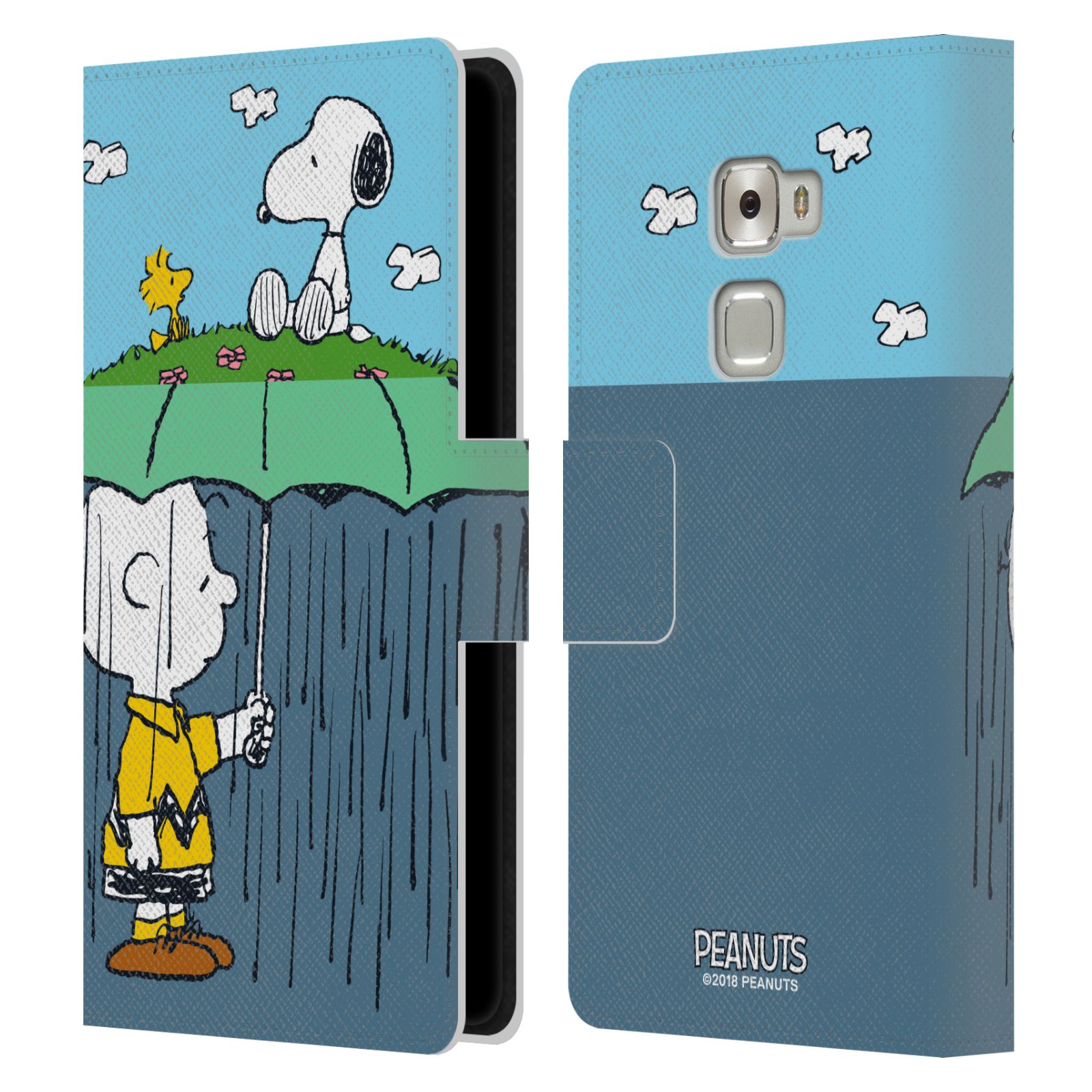 Pouzdro na mobil Huawei Mate S - Head Case - Peanuts - Snoopy, Charlie a ptáček Woodstock