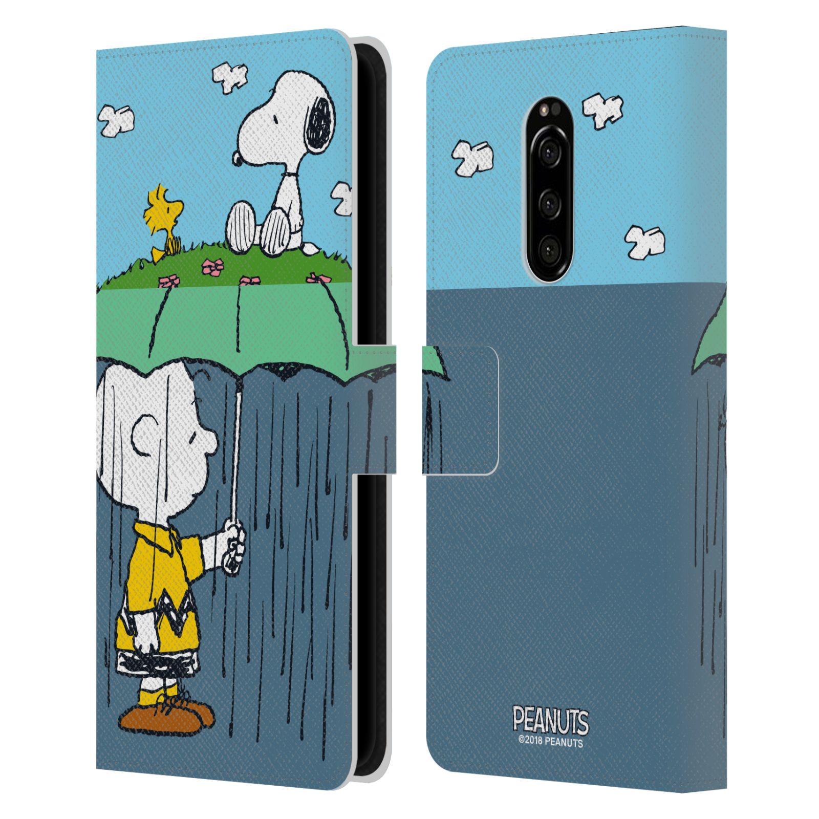 Pouzdro na mobil Sony Xperia 1 - Head Case - Peanuts - Snoopy, Charlie a ptáček Woodstock