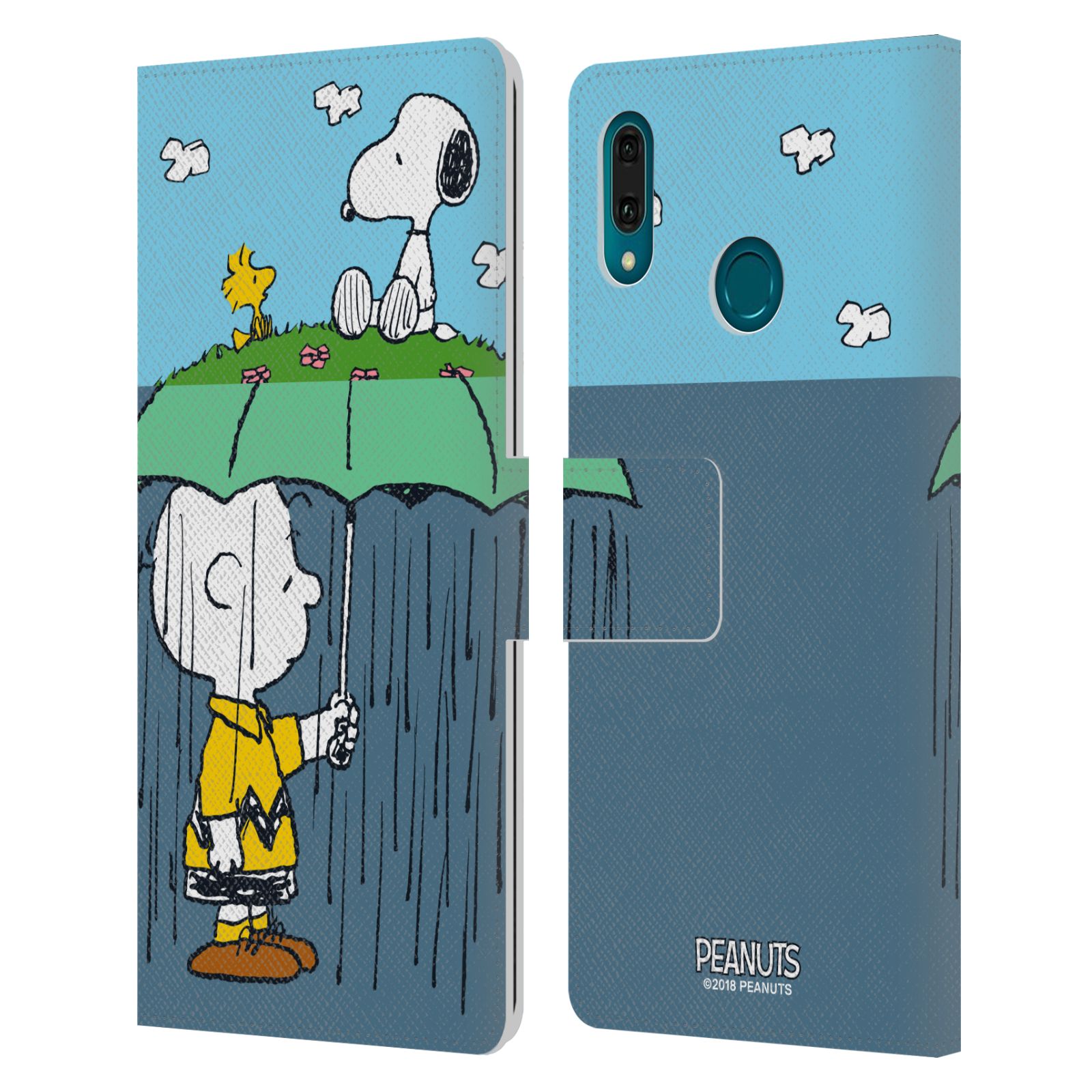 Pouzdro na mobil Huawei Y9 2019 - Head Case - Peanuts - Snoopy, Charlie a ptáček Woodstock