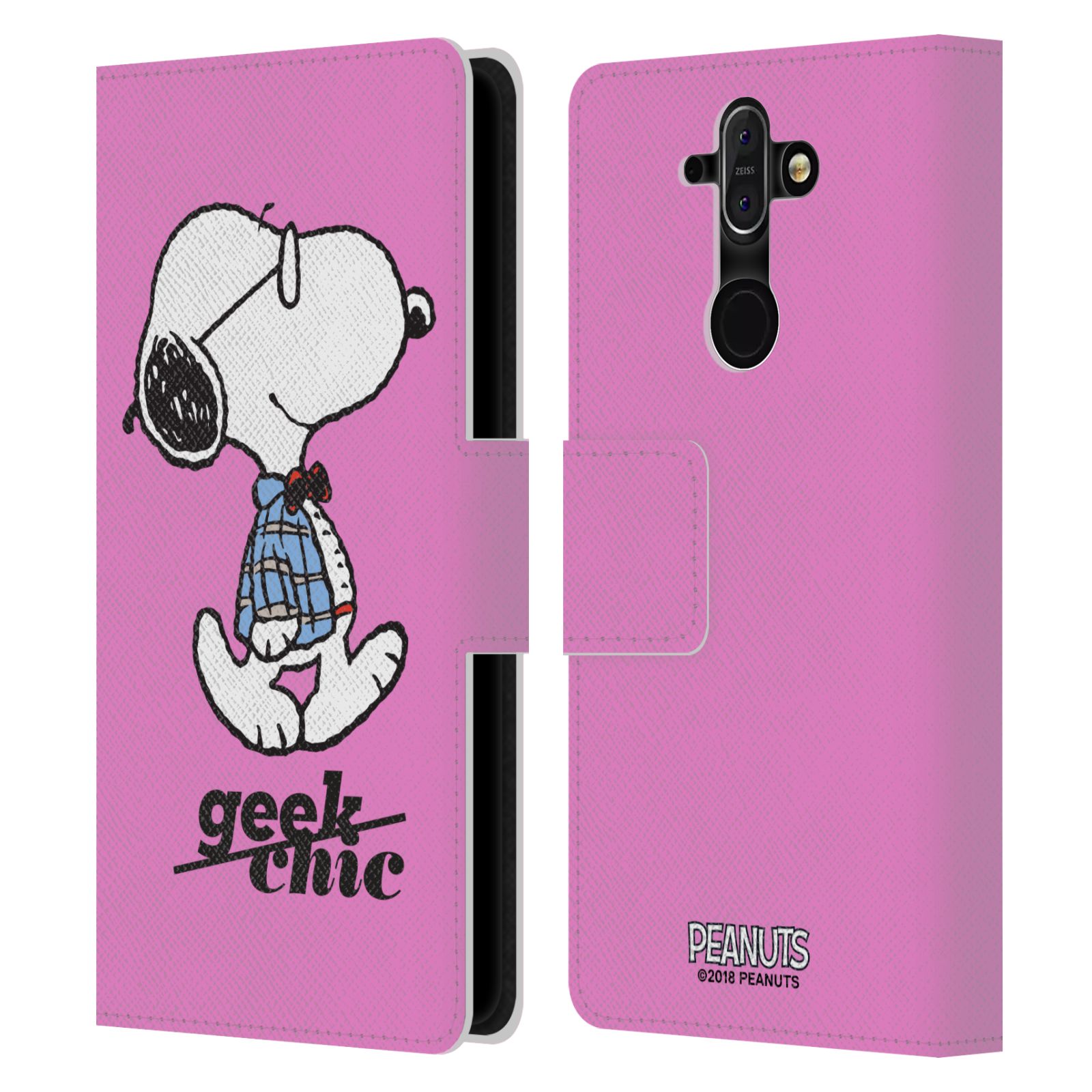 Pouzdro na mobil Nokia 8 Sirocco - Head Case - Peanuts - růžový pejsek snoopy nerd