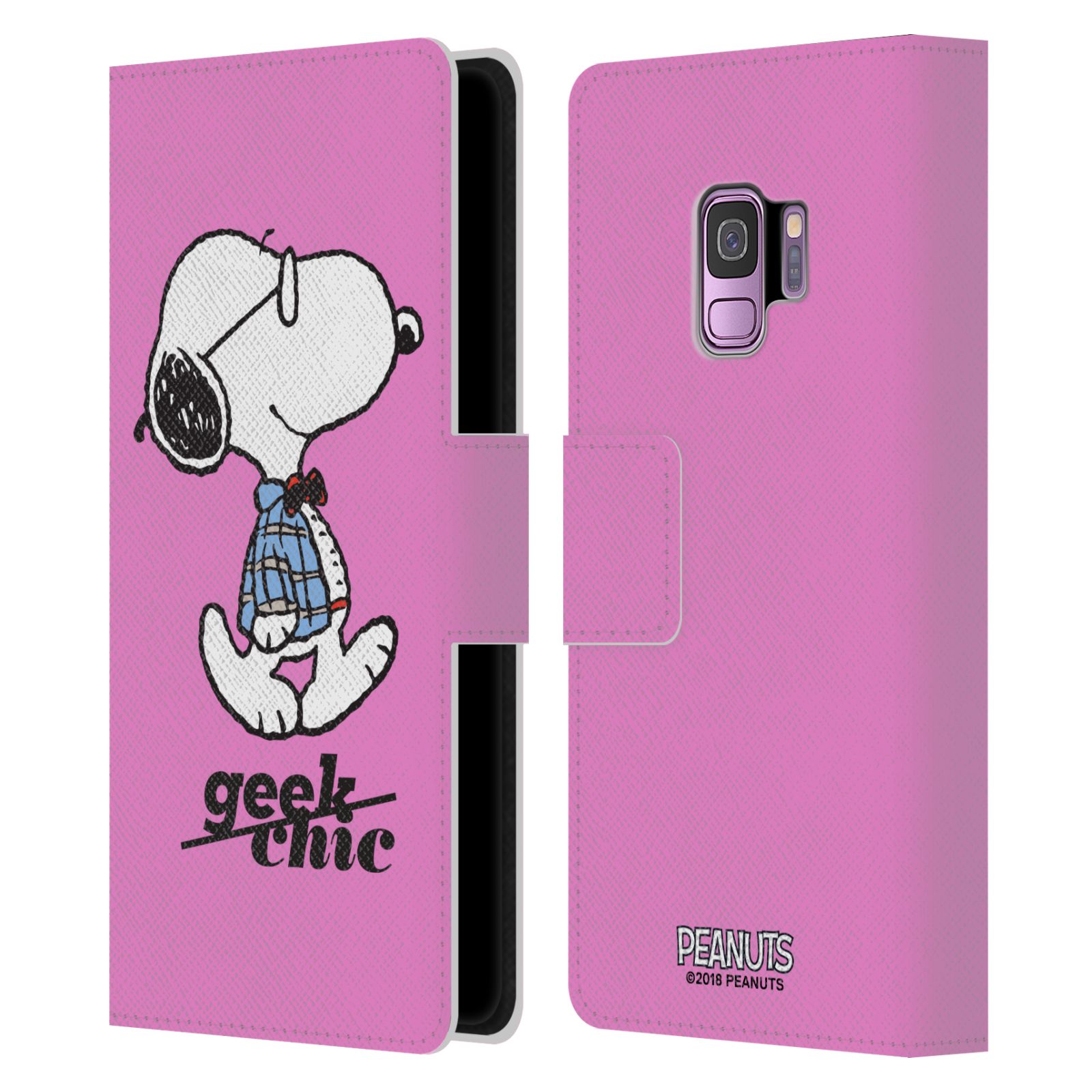 Pouzdro na mobil Samsung Galaxy S9 - Head Case - Peanuts - růžový pejsek snoopy nerd