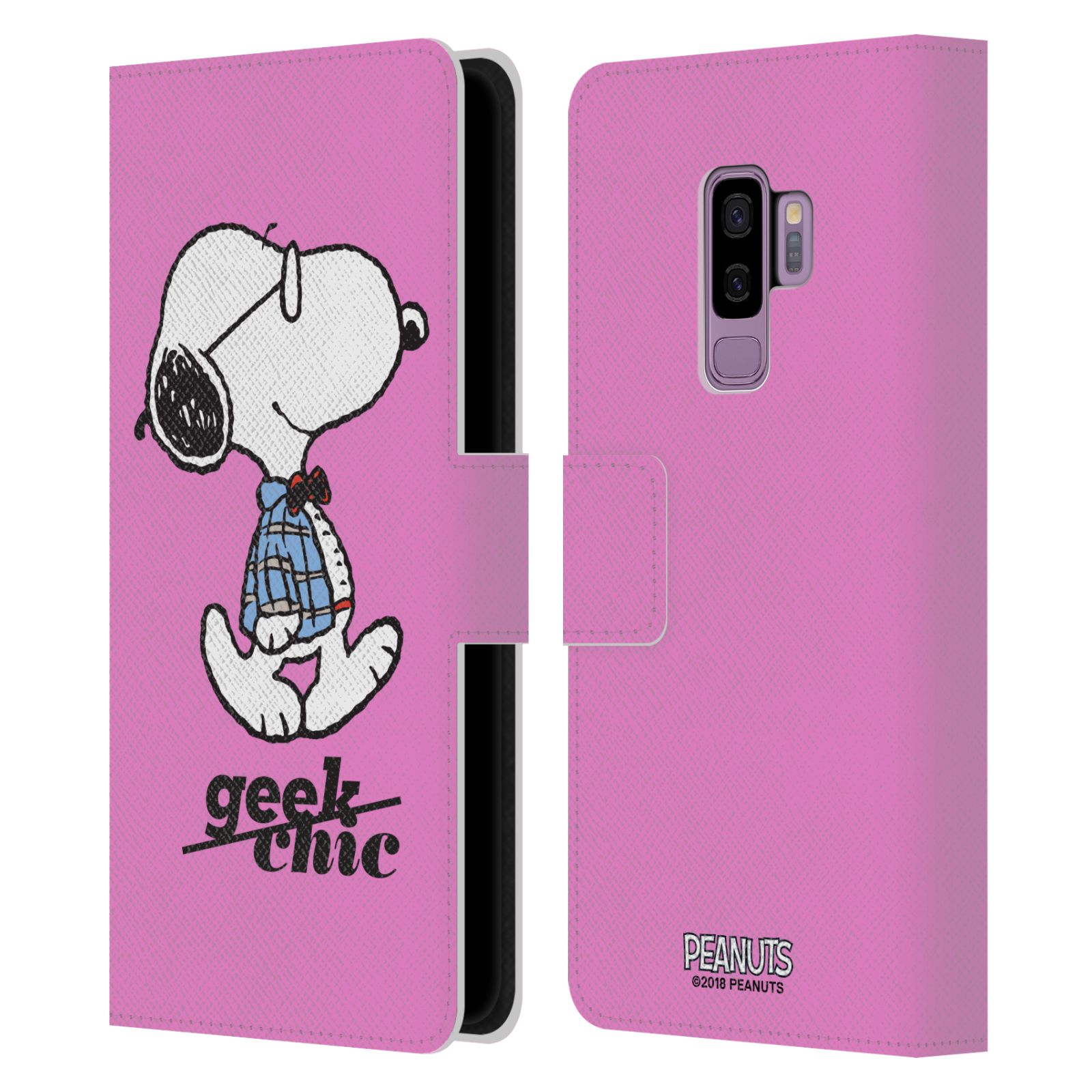Pouzdro na mobil Samsung Galaxy S9 Plus - Head Case - Peanuts - růžový pejsek snoopy nerd