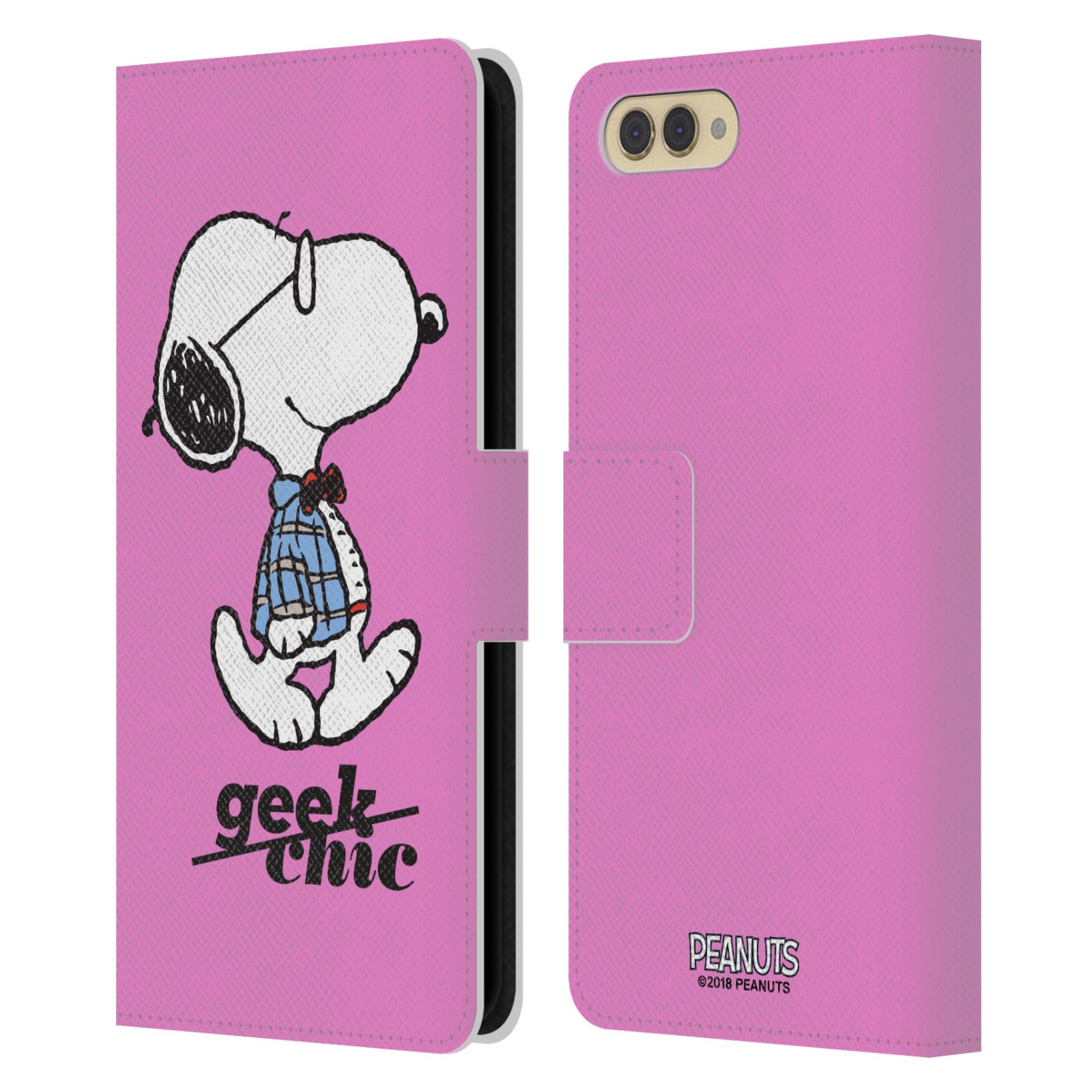 Pouzdro na mobil Honor  View 10 / V10 - Head Case - Peanuts - růžový pejsek snoopy nerd
