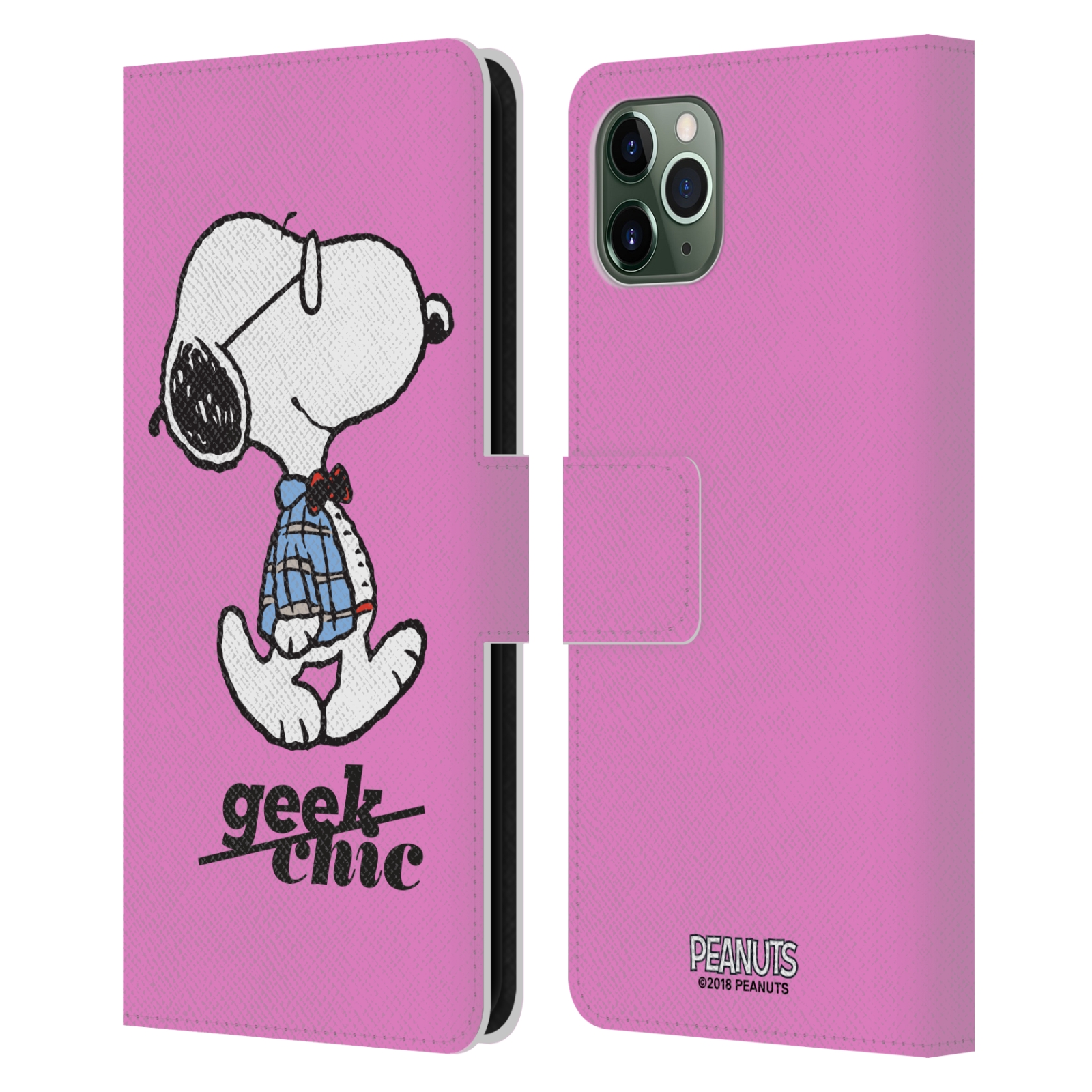 Pouzdro na mobil Apple Iphone 11 PRO MAX - Head Case - Peanuts - růžový pejsek snoopy nerd