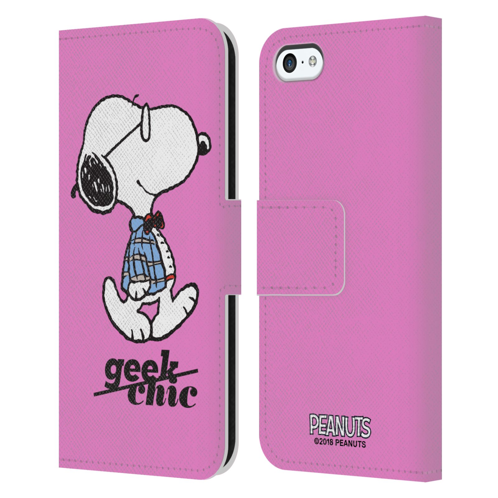 Pouzdro na mobil Apple Iphone 5C - Head Case - Peanuts - růžový pejsek snoopy nerd