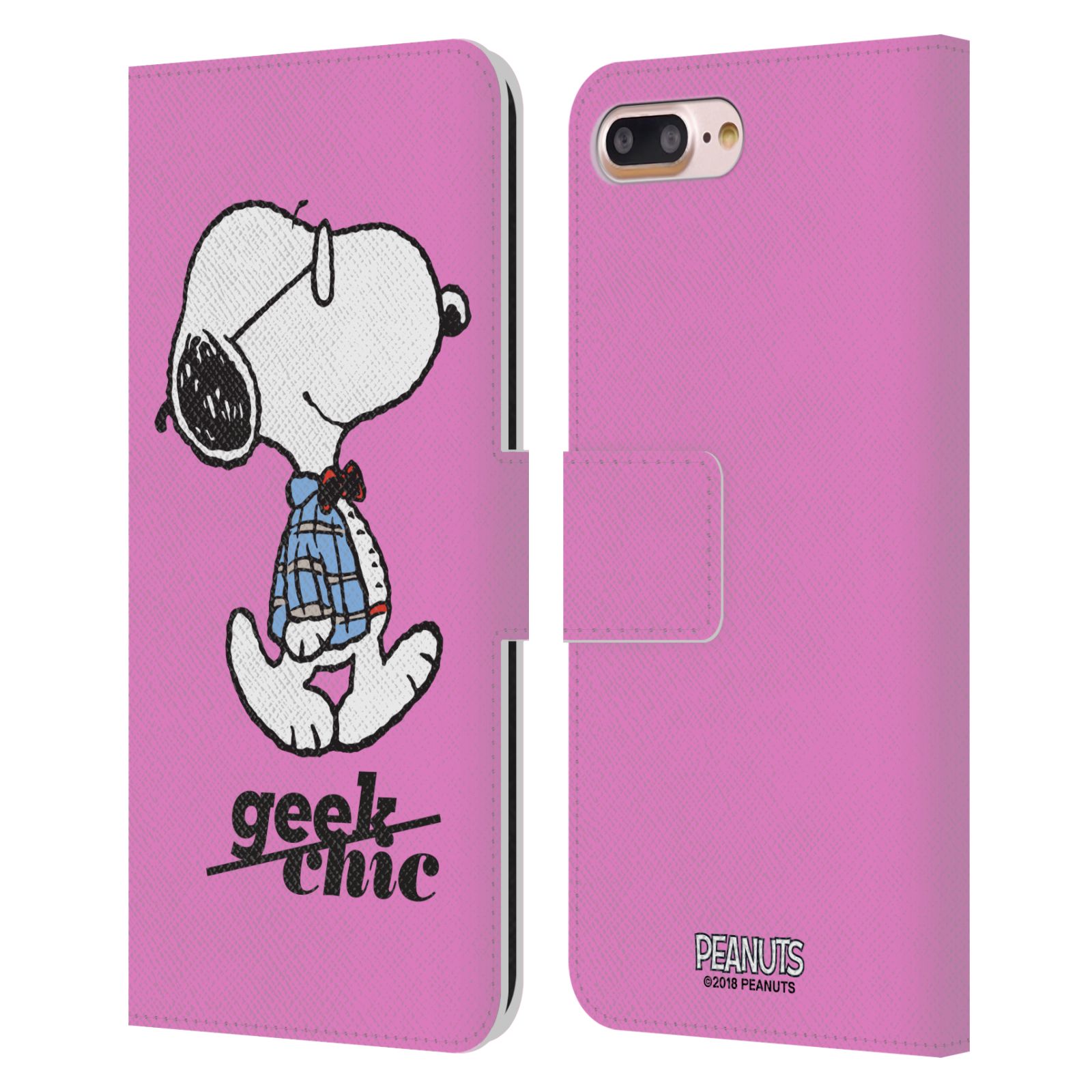 Pouzdro na mobil Apple Iphone 7 Plus / 8 Plus - Head Case - Peanuts - růžový pejsek snoopy nerd